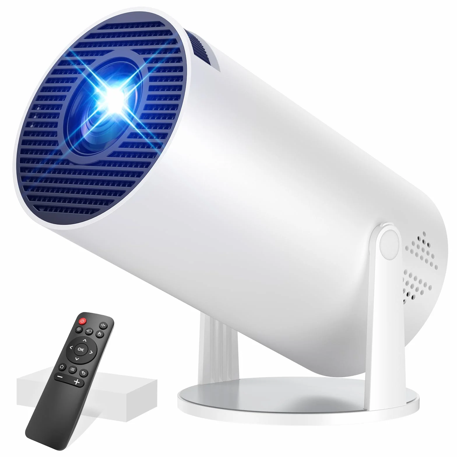 [Wbudowana aplikacja] Przenośny projektor mini projektor z WiFi 6 i Bluetooth 5.4 Reflektor obsługuje 4K 1080P, automatyczny obrót Keystone 270°, kompatybilny z HDMI/TV Stick/laptopem/Memory Stick
