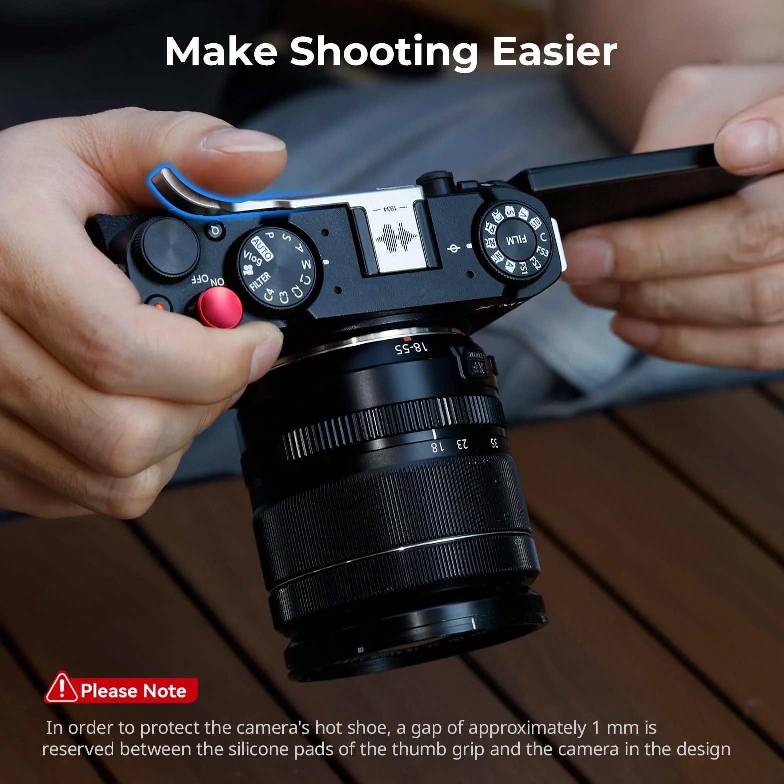 SMALLRIG Uchwyt kciuka z osłoną gorącej stopki do FUJIFILM X-M5 (srebrny) - 4877