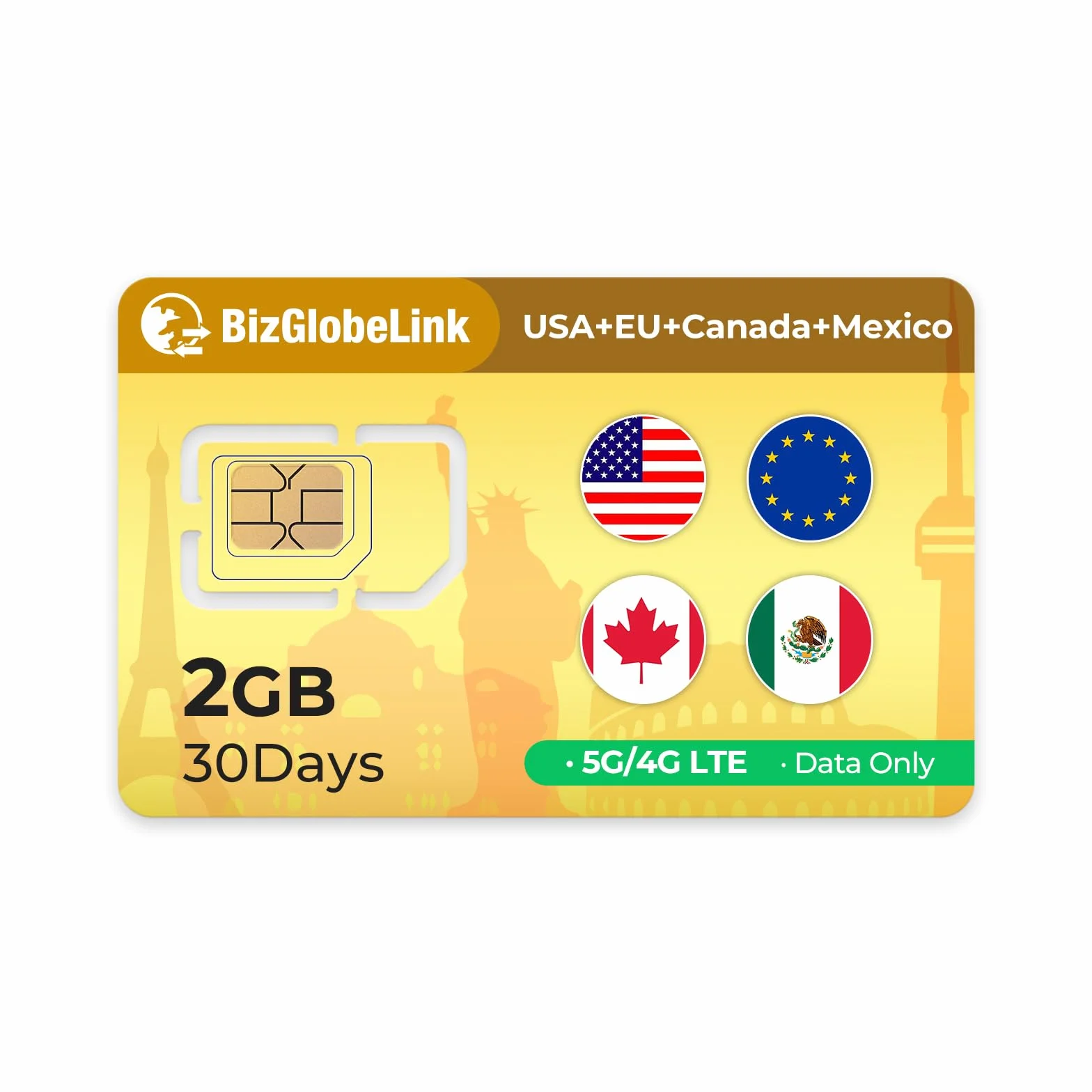 EIOTCLUB Globalna podróżna karta SIM, 2 GB danych, 30 dni, do 38 krajów w Europie, USA, Kanadzie, Meksyku, możliwość ponownego ładowania, bez numeru telefonu, Plug and Play