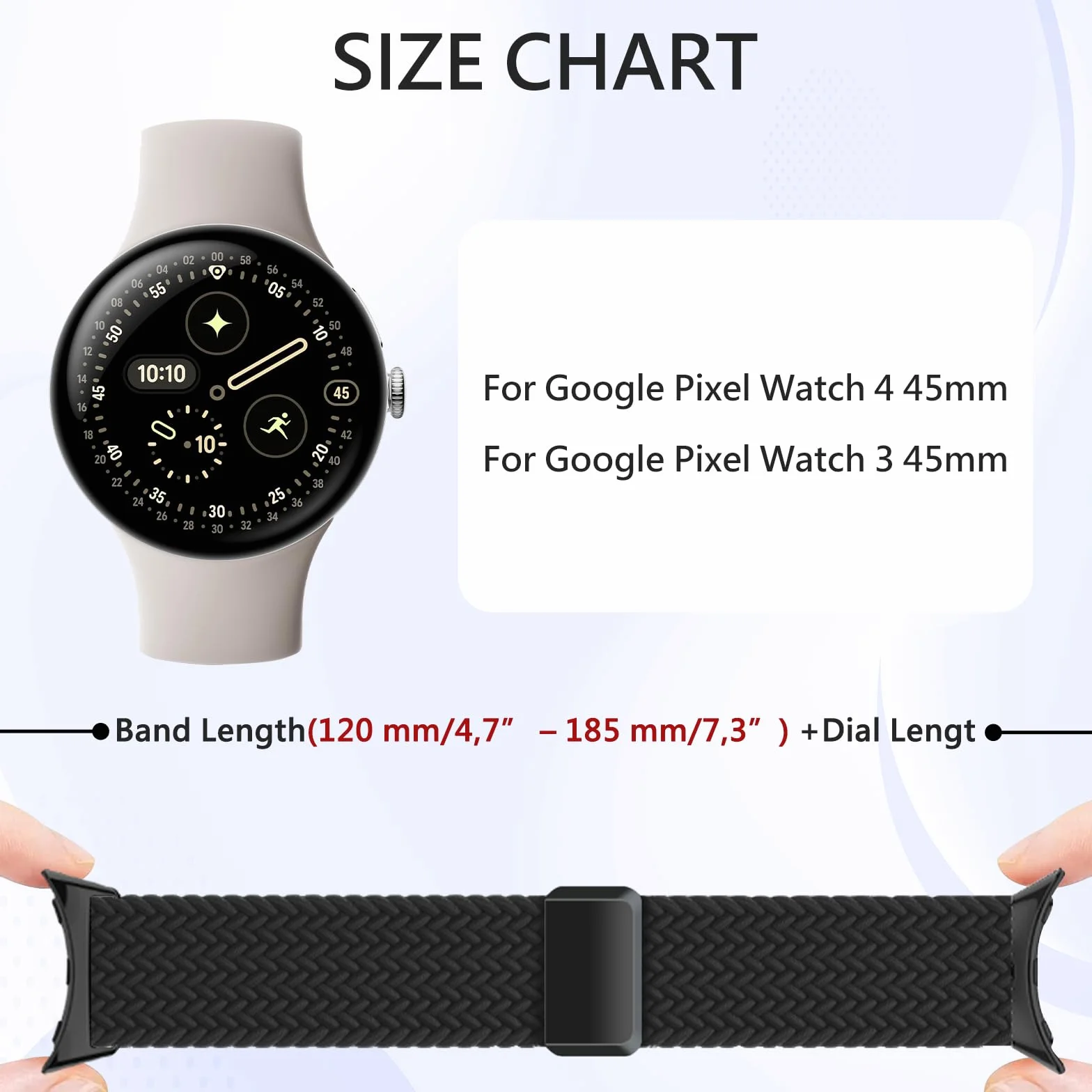 ZoRoll Pasek do zegarka Google Pixel Watch 4 45 mm/Watch3 45 mm, nylonowa bransoletka z szybkim zapięciem