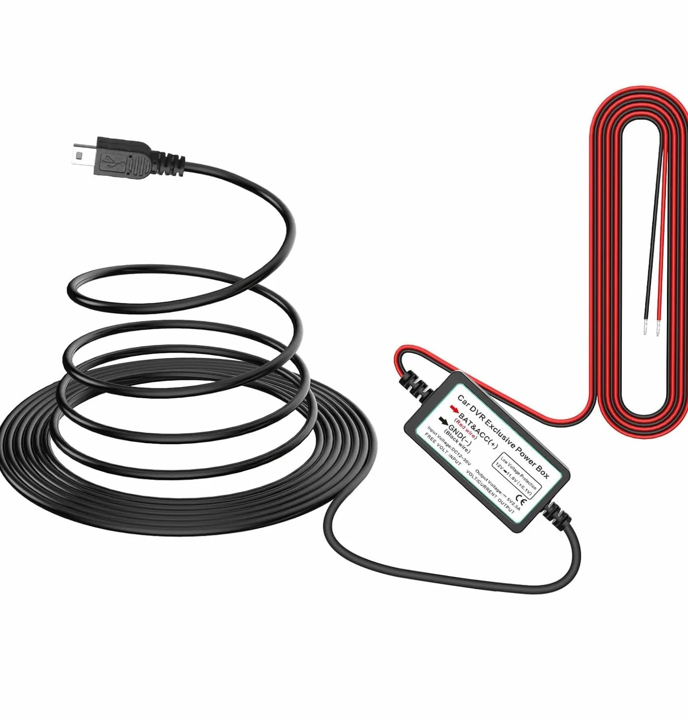 GUUZI Zestaw mini kamery na deskę rozdzielczą, ładowarka 12V-24V na 5V/2.5A, kabel USB 320cm