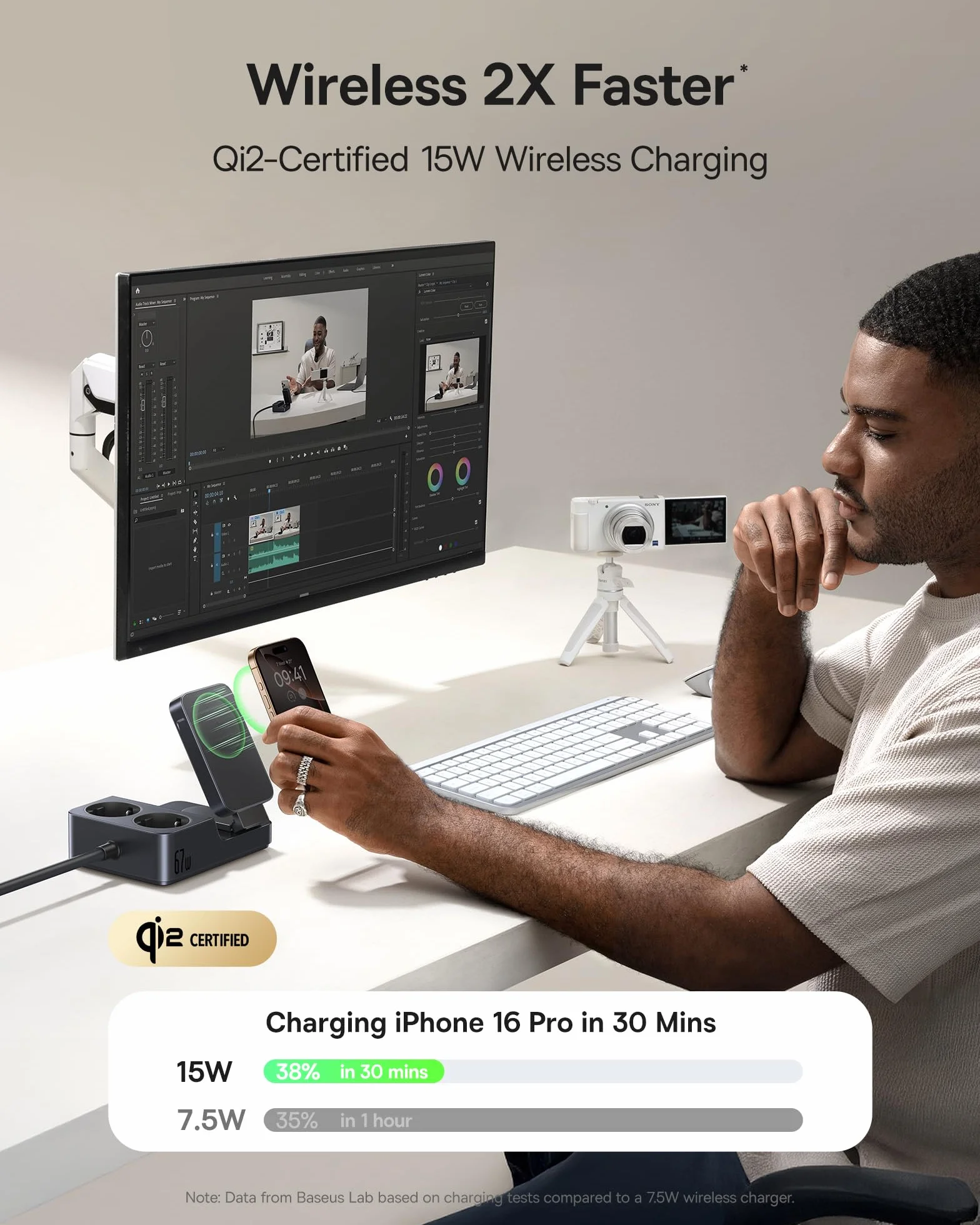 Baseus Nomos 67W listwa USB-C, gniazdko ładowania z ładowaniem magnetycznym Qi2, przenośna ładowarka PD do MacBooka, iPada, iPhone’a 16/15, Galaxy S25 Ultra, do domu i podróży