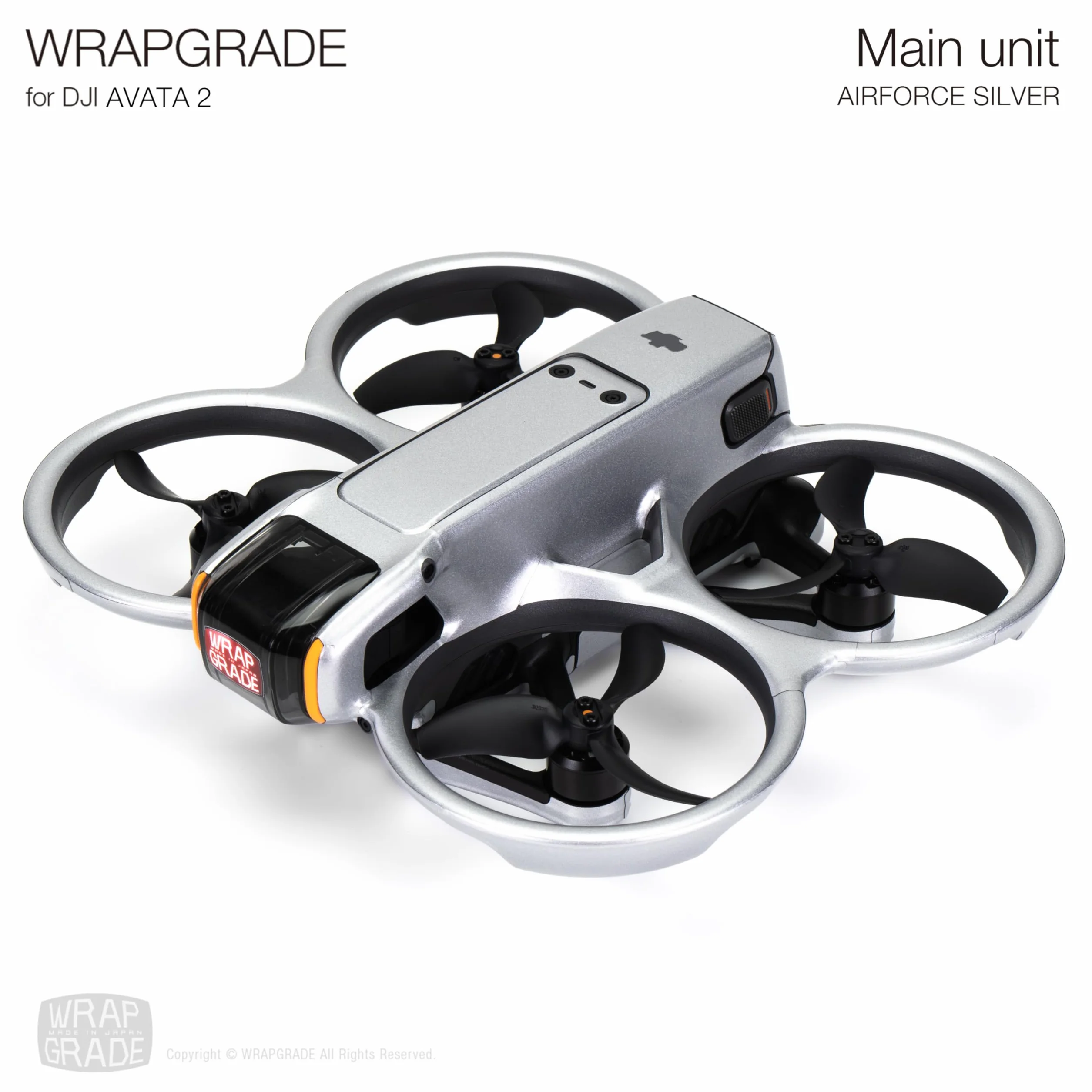 WRAPGRADE Naklejka skórna kompatybilna z DJI Avata 2 (Airforce Silver)