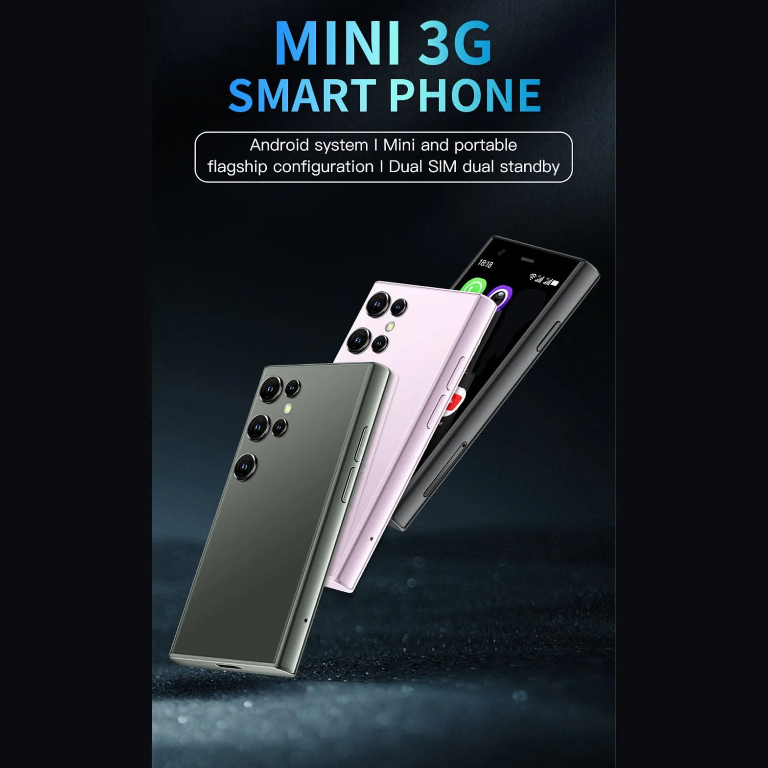 3.0 W soies S23 Pro mini smartfon Ultra cienki wifi Android 8.1 3G Pocket Cell Telefon Dual SIM 2GB RAM 16GB ROM Compact Portable dla podróży dla dzieci (-2611230091912)