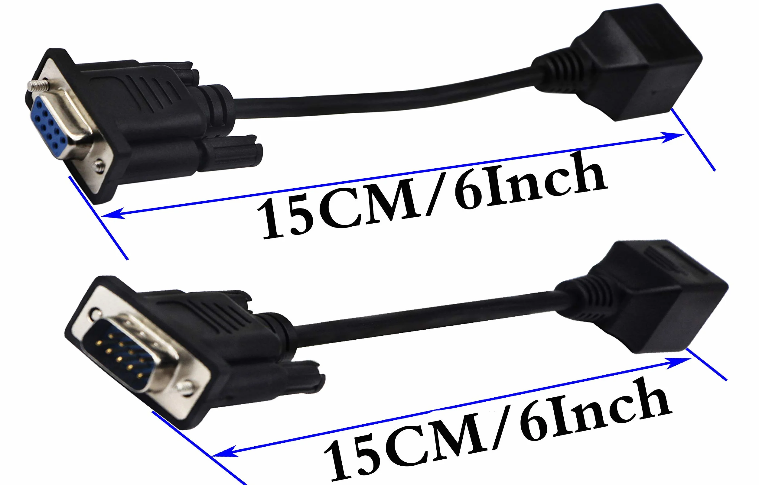 Kabel RJ45 do RS232, DB9 9-pinowy port szeregowy żeński i męski do RJ45 żeńska konsola Ethernet LAN Cat5/6 (18 cm/7 cali) 2 szt