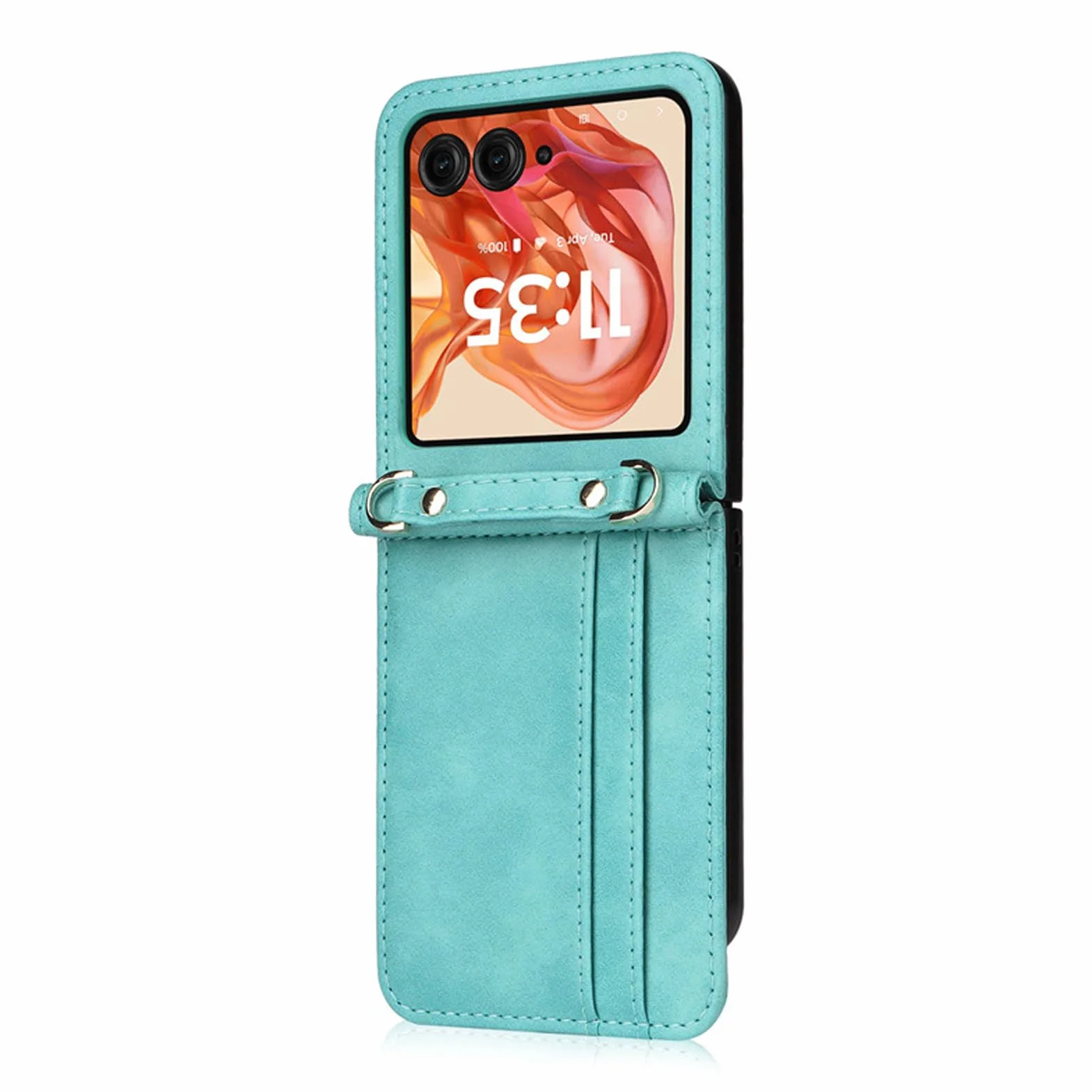 Skórzane etui do Motorola Razr 60 Ultra/60, długi pasek na ramię, portfel, etui na telefon komórkowy z klapką i funkcją stojaka, odporne na uderzenia, zielone, 60
