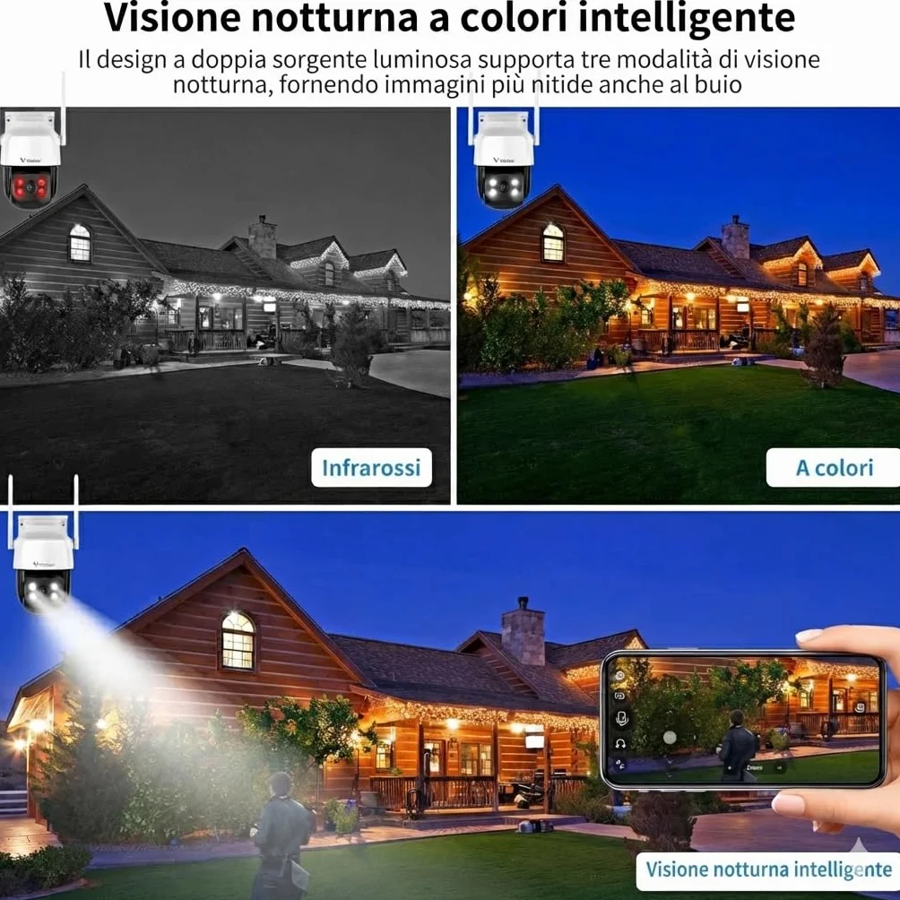 Nuwo Zewnętrzna kamera Wi-Fi 2K PTZ | 270°Pan/90°Tilt | Kolorowa kamera monitorująca IP Night Vision | dwukierunkowy dźwięk | Wykrywanie ruchu, alarm dźwiękowy i jasny | IP66