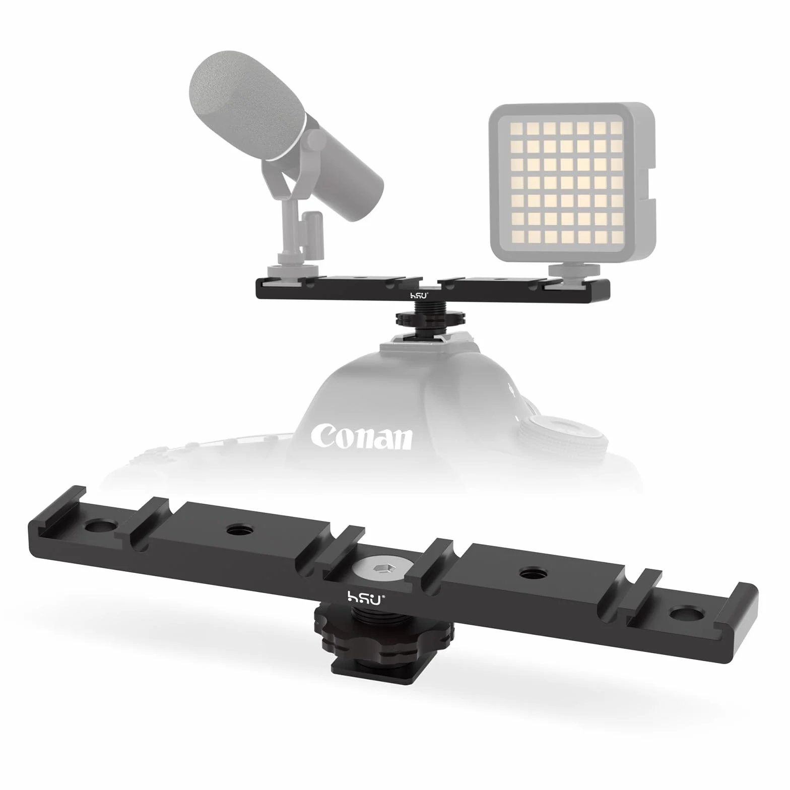 HSU Statyw typu hot shoe, adapter do montażu na zimną stopkę, trójstopniowy adapter do przedłużaczy dla zewnętrznych lamp błyskowych, mikrofonów, monitorów LED, kamer (dłuższy)