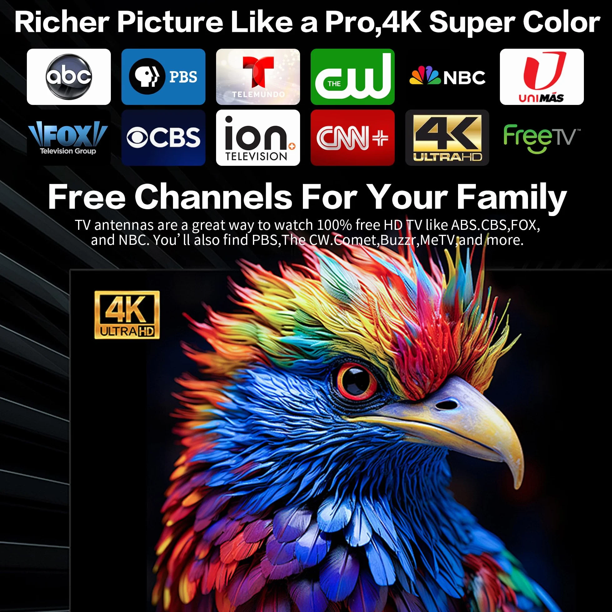 YAODHAOD Antena HDTV do użytku wewnątrz i na zewnątrz - 200 mil - DVB-T/T2 / ATSC/ISDB-T - z 4K Ultra HD - antena cyfrowa ze wzmacniaczem