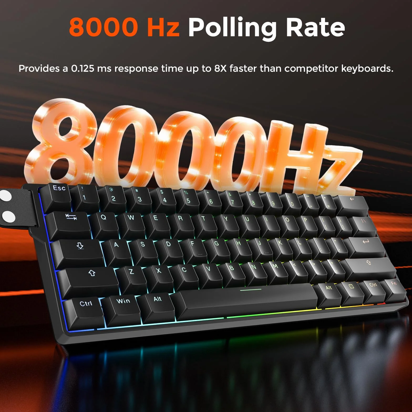 DAREU EK60 HE Klawiatura do gier 8K Hz Rapid Trigger 60% przewodowa | klawiatura magnetyczna ze zdejmowanym paskiem ozdobnym, dokładność 0,01 mm RT, przełączniki Halla, RGB, do PC/Mac