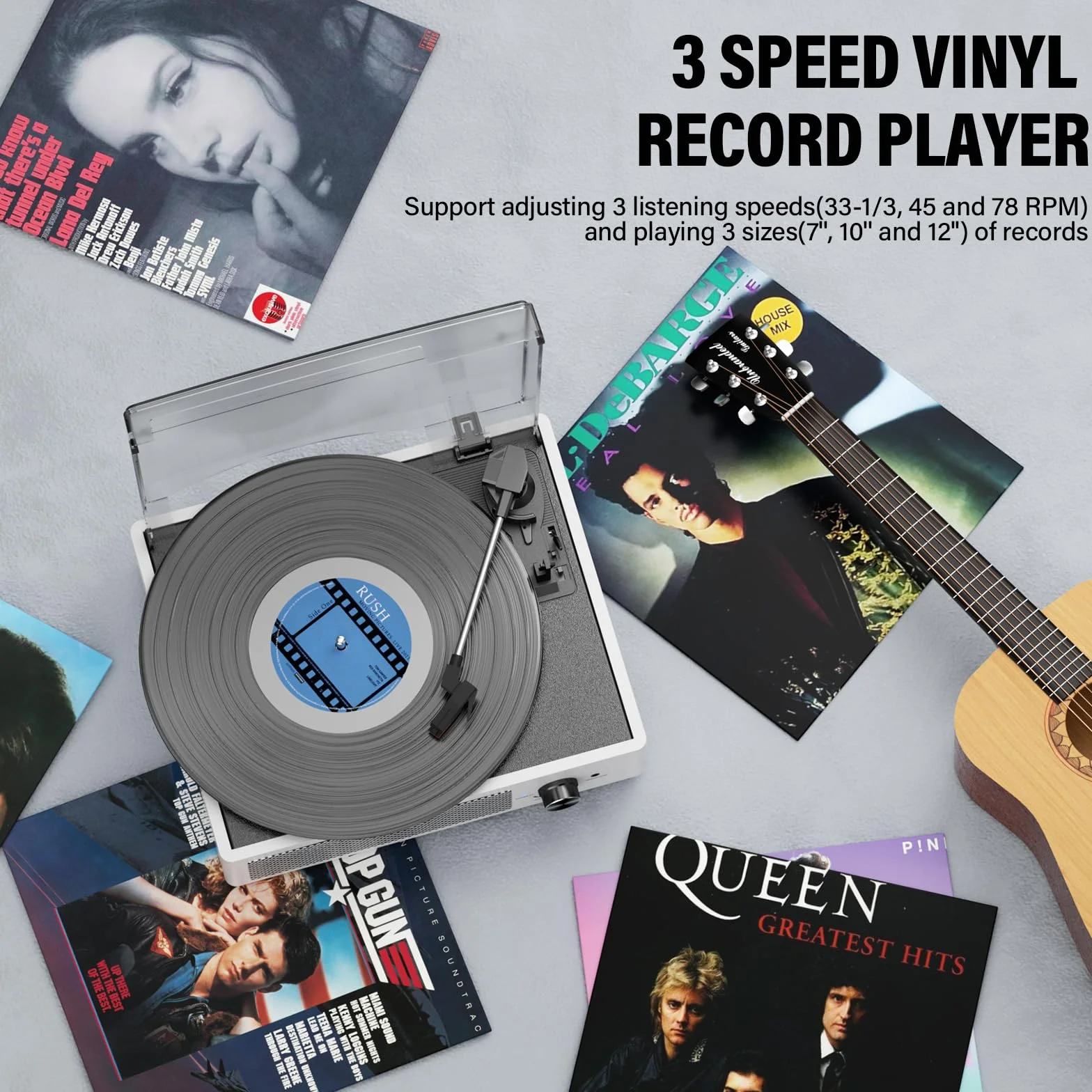 Odtwarzacz płyt winylowych z 2 głośnikami stereo, napędzany pasem, gramofony vintage, 3 prędkości, 3 rozmiary, bezprzewodowe odtwarzanie Bluetooth, wejście AUX, wyjście RCA, słuchawki, odtwarzacze