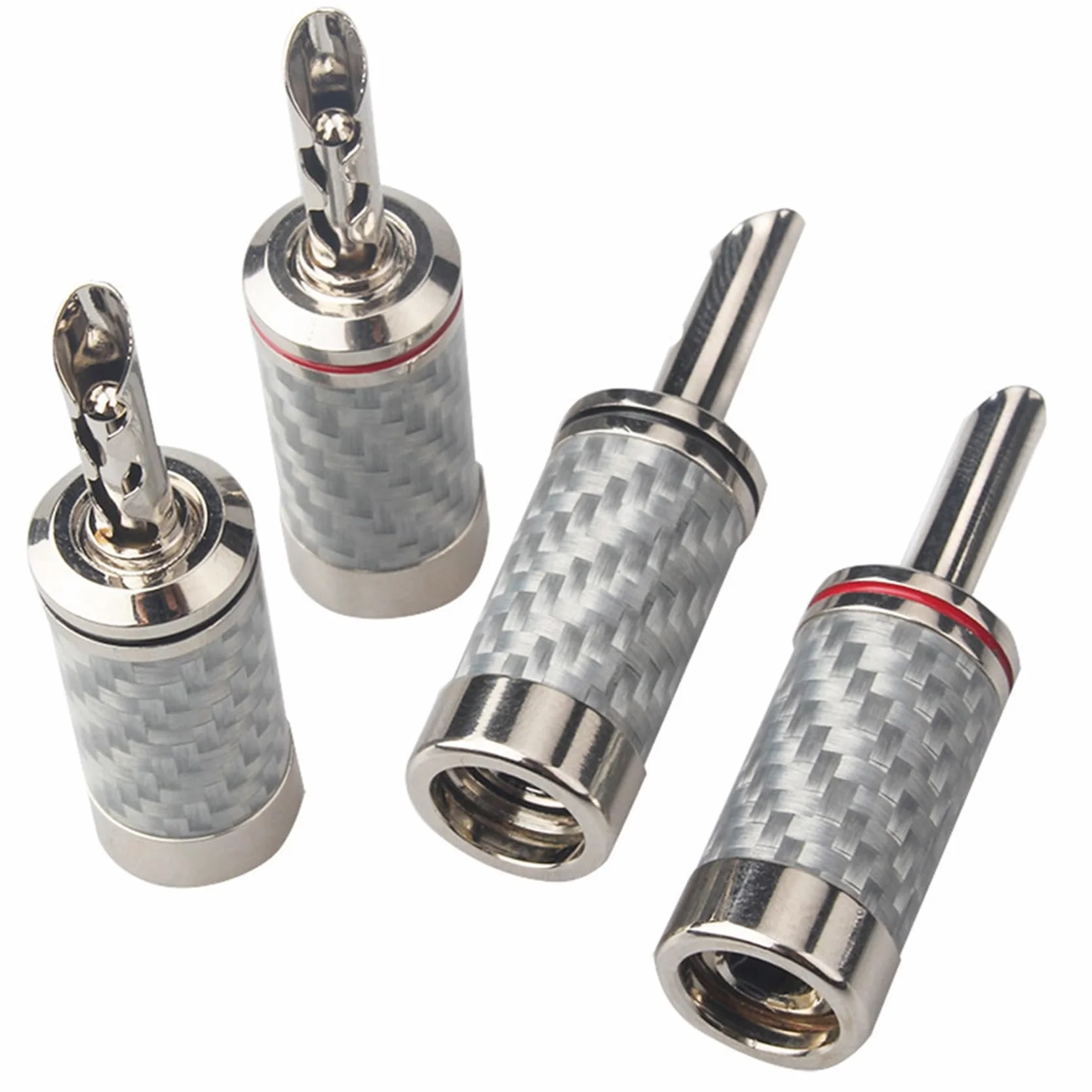 8 sztuk wtyków bananowych HiFi DIY z włókna węglowego, elektryczny kabel audio do głośników, wtyczka bananowa