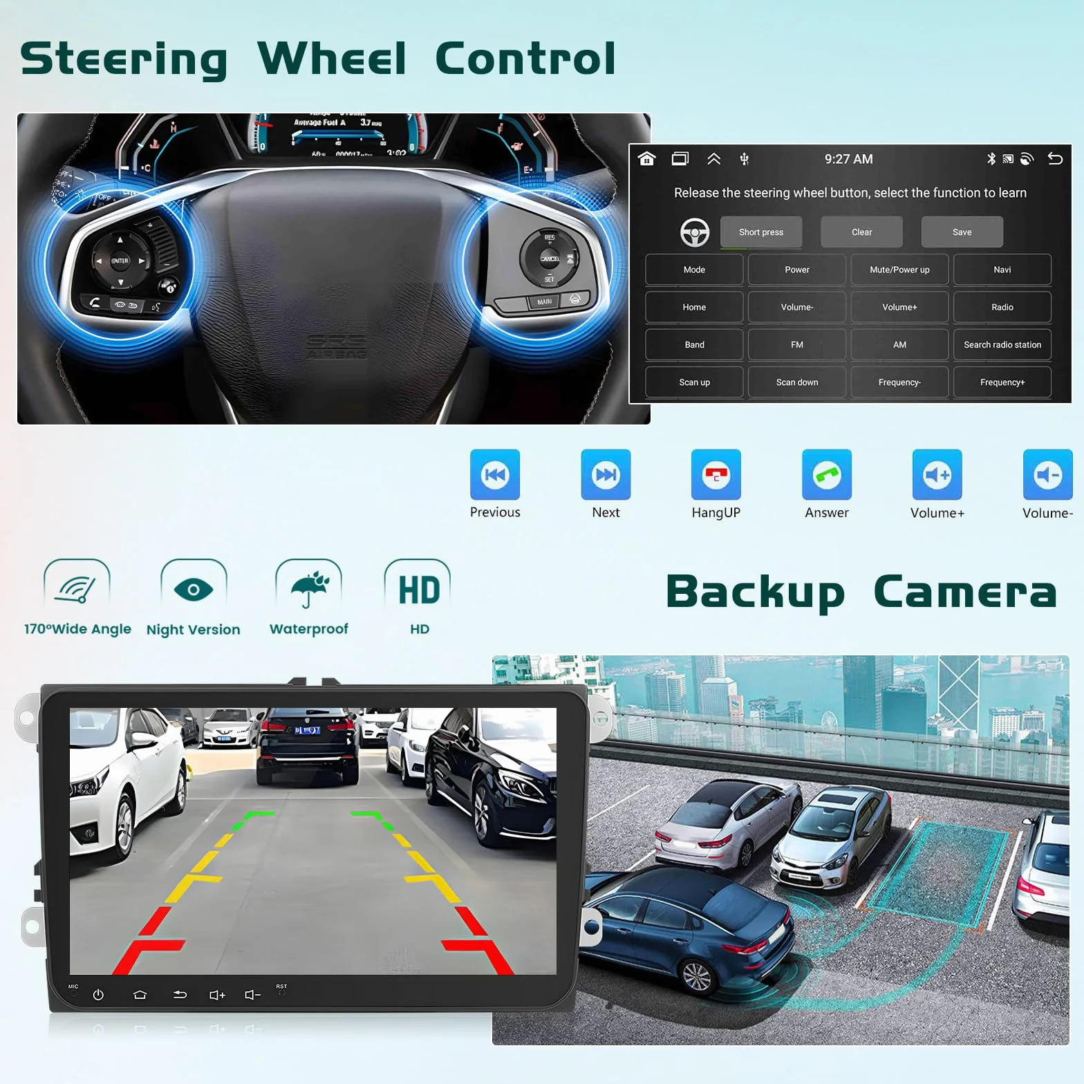 8 Core 6G + 128G DSP Hikity Android 15 radio samochodowe do VW Golf 5 6 Passat Tiguan Polo Caddy Seat, 9-calowy ekran dotykowy radio samochodowe z bezprzewodowym CarPlay Android Auto GPS WiFi RDS/FM