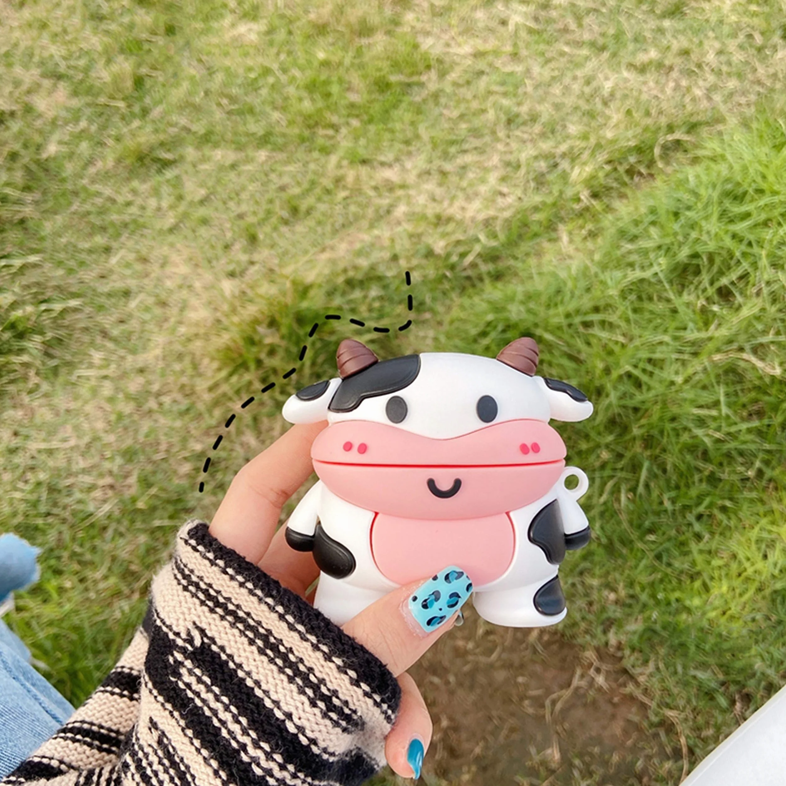 Etui na AirPod Pro / 3 kreskówka design śliczny kawaii 3D silikonowa osłona brelok moda śmieszne fajne zwierzę miękka ochronna do Air Pods Pro dziewczyny dzieci kobiety etui na AirPods 3 (uśmiech krowa)