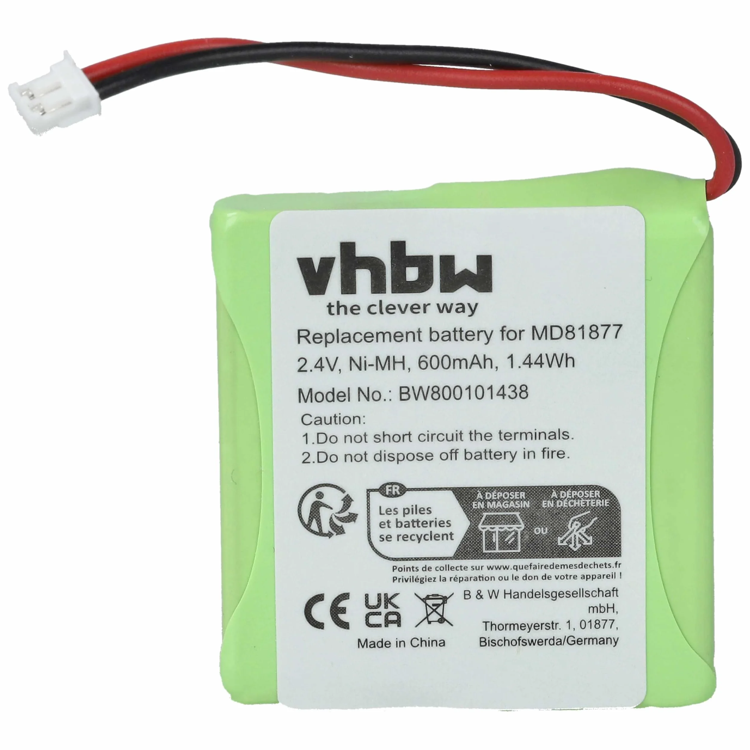 Bateria Ni-MH 600 mAh 2,4 V kompatybilna MEDION Fritz Fon MT-D