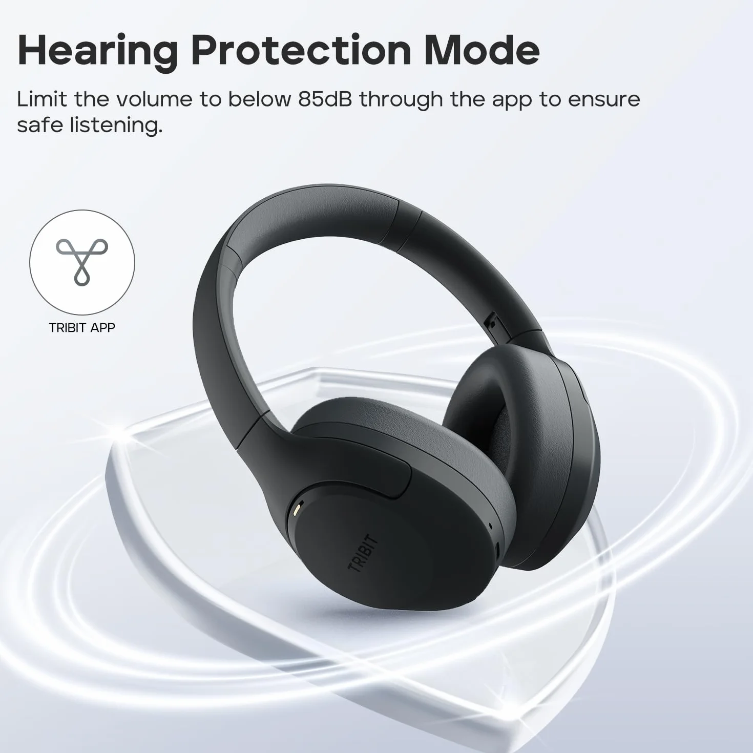Tribit QuietPlus 81 bezprzewodowe słuchawki nauszne, czas odtwarzania 110 h, czarne | Redukcja szumów, Bluetooth 6.0, 6 trybów EQ za pomocą aplikacji, głęboki bas, składany, wygodny, lekki, gotowy do podróży
