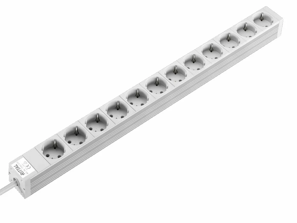 Rittal 7240.310 - przedłużacz (wnętrze, 2 m, 12 wyjść AC, typ D, aluminium, poliwęglan, szary)