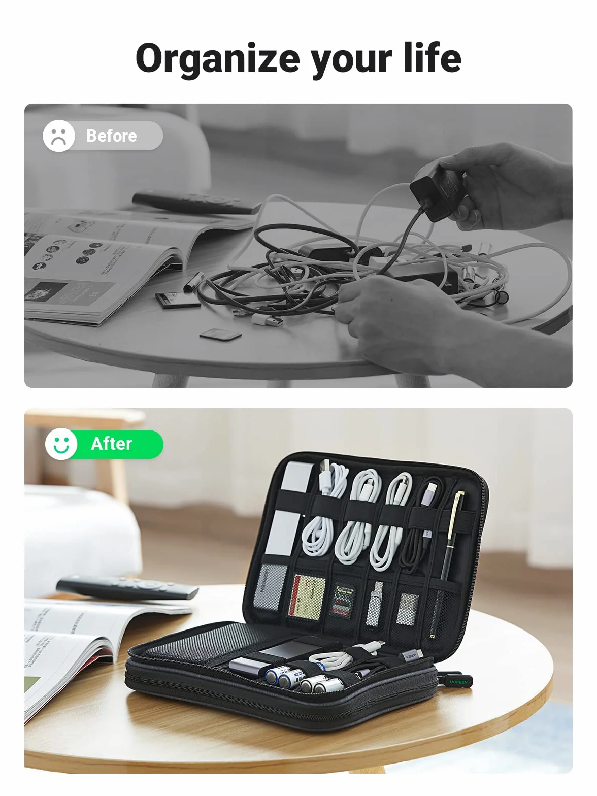 UGREEN Elektroniczna Skrzynka na Akcesoria do Akumulatora Kabla Power Bank