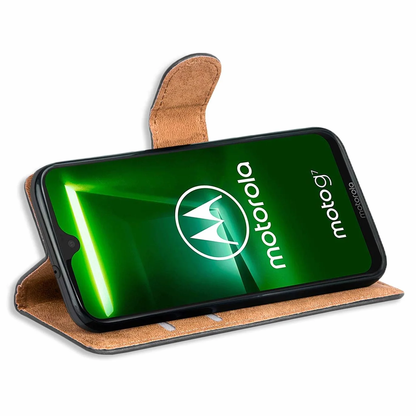 Verco Etui Kompatybilne z Motorola Moto G7 Power Case, ochronne obudowa dla Motorola G7 Power portfel smartfon przegródki na karty, Czarny