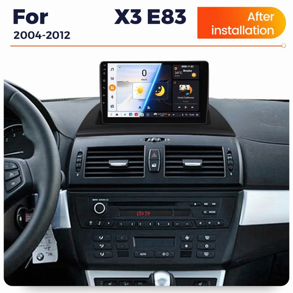 Y500s, Android 15.0 Stereo zamiennik dla BM-W X3 2004-2012 Radio samochodowe z nawigacją GPS 9-calowy przenośny odtwarzacz multimedialny DVD Odbiornik FM BT z Android Auto CarPlay