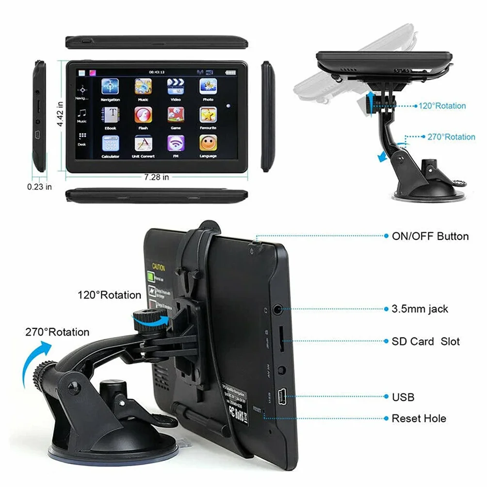7 "HD 8 GB Ekran Dotykowy Samochód i Ciężarówka Nawigacja GPS Nawigacja GPS Darmowa Mapa