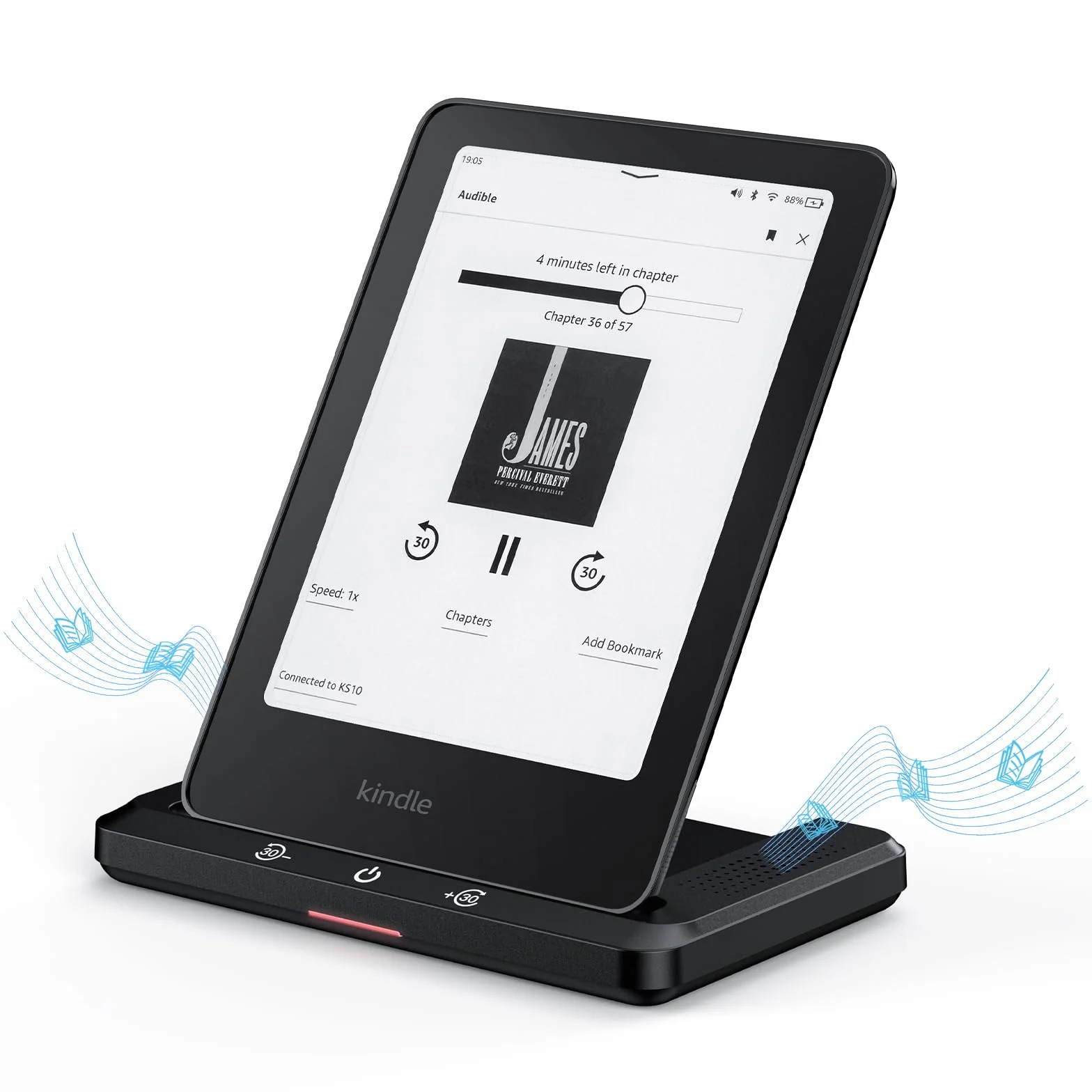 Bezprzewodowa stacja ładująca z głośnikiem do Audiobooka, bezprzewodowa ładowarka kompatybilna z Kindle Paperwhite Signature Editions (wersje z 2022 i 2024 r.) i Kindle Colorsoft Signature Edition