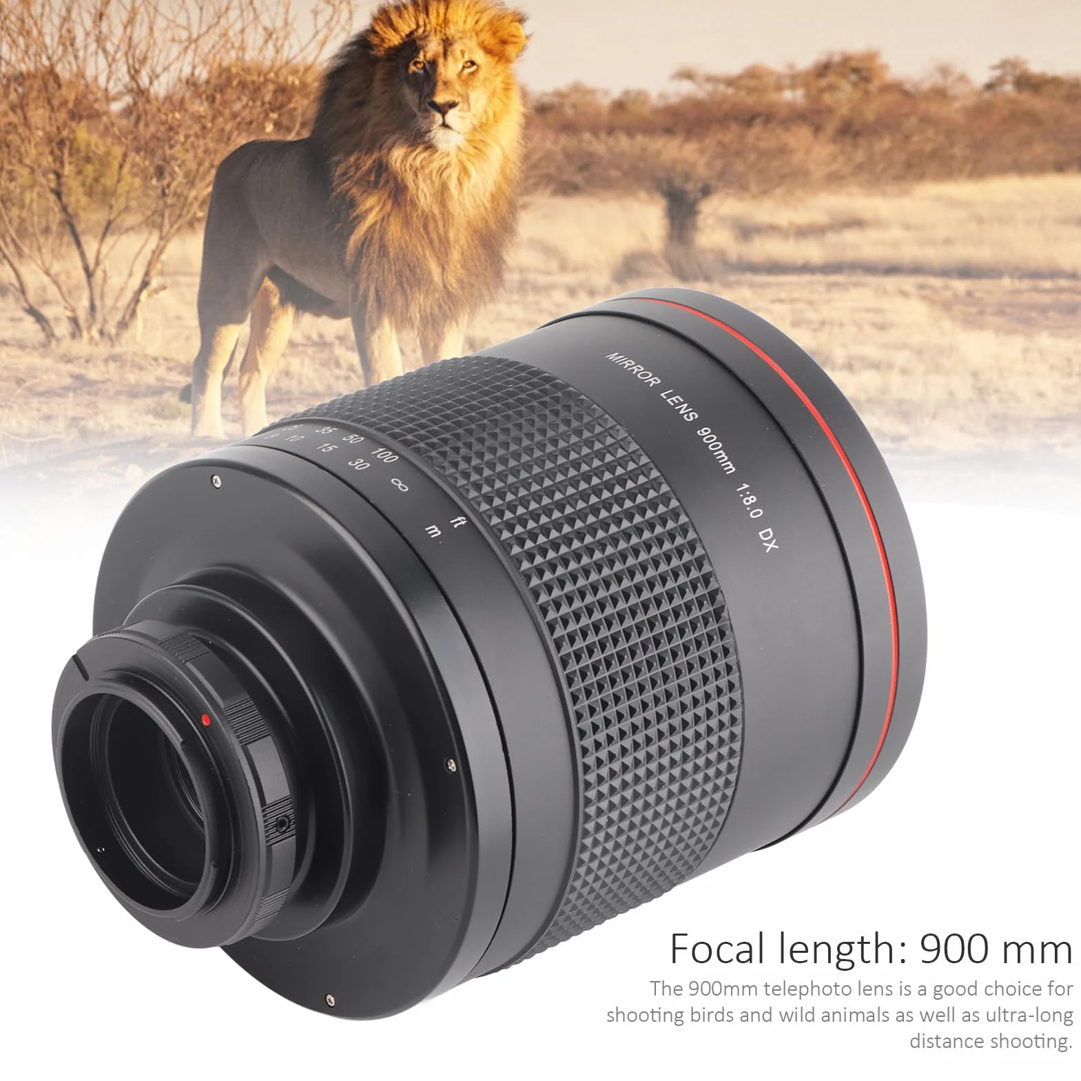 Zunate Obiektyw Lustrzany Aparatu 900 Mm F8.0, Super Teleobiektyw z ręczną regulacją Ostrości Obiektyw Kamery Cofania do Mocowania AI, do Aparatu