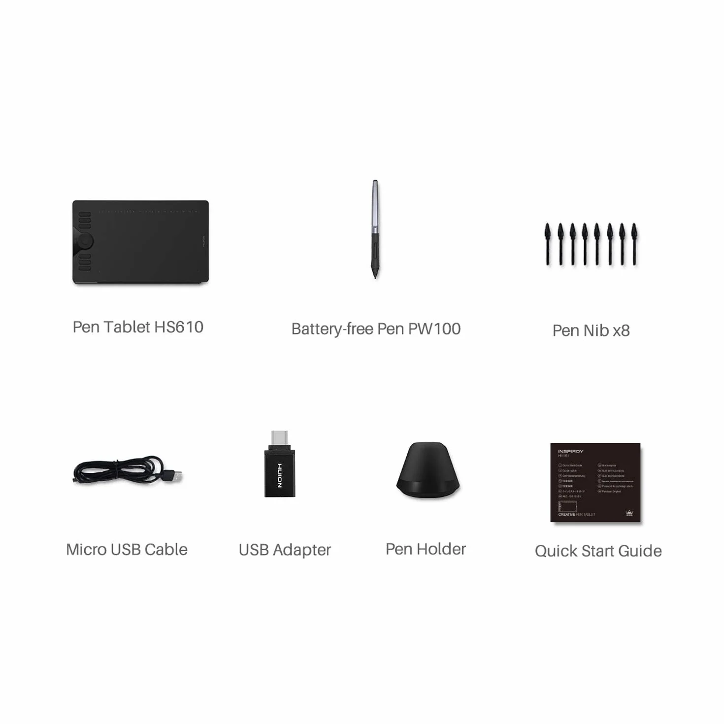 Huion Hs610 HUION HS610 Tablet Graficzny, Czarny, 10"
