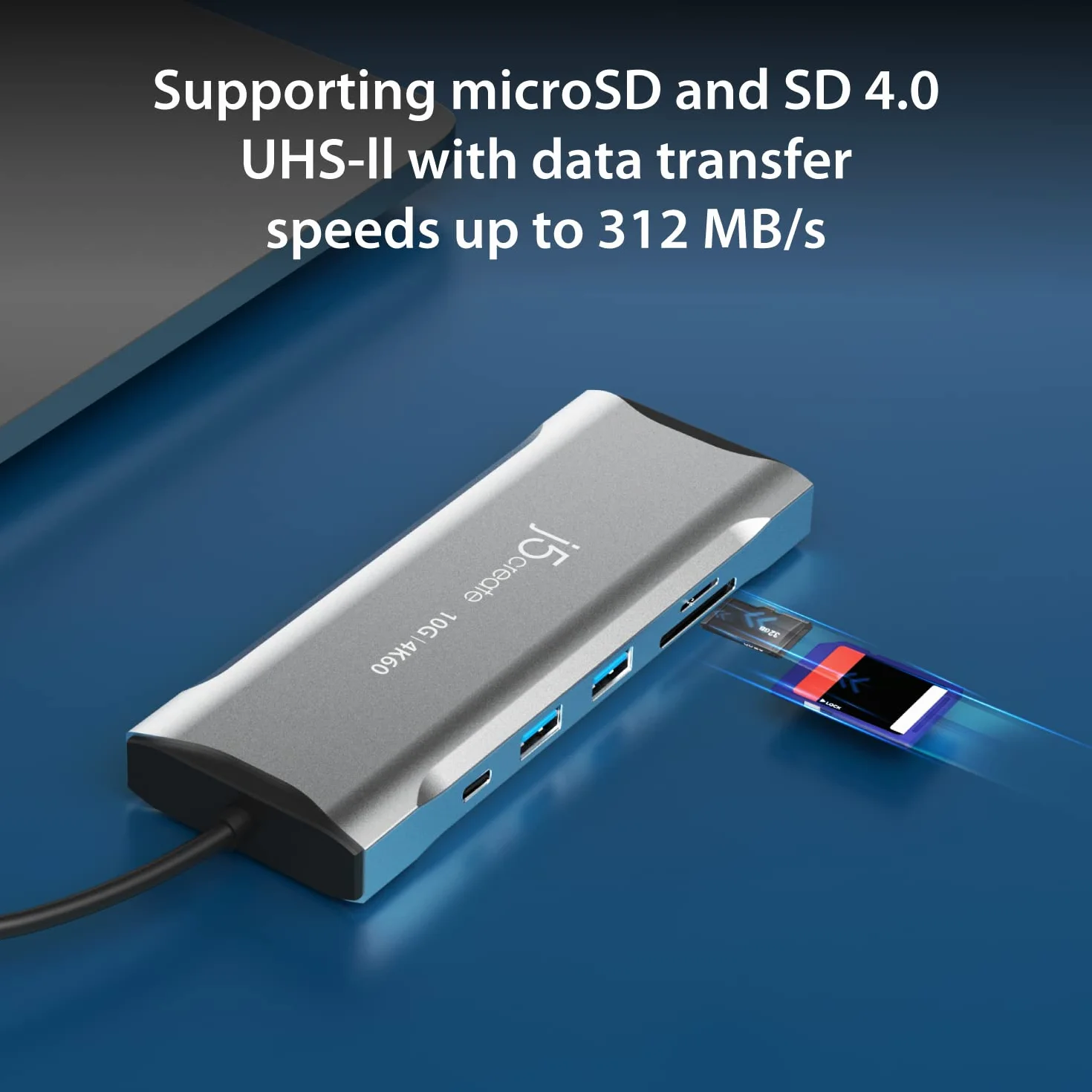 j5create Potrójny koncentrator wyświetlacza USB C 4K – 4K HDMI x2, 4K DP, 2 USB-A i USB-C 10 Gb/s, PD 100 W, Ethernet, czytnik kart SD 4.0, do XPS, Surface Pro (JCD397)