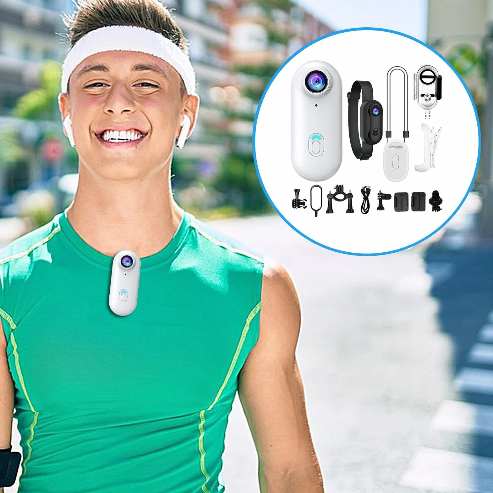 Kamera sportowa o rozmiarze kciuka, przenośna kamera, czarna, 1,5, urządzenie nagrywające 4K z obrotowym klipsem o 360 stopni, trwała mini kamera ABS z wodoodporną obudową, poręczny gadżet wideo