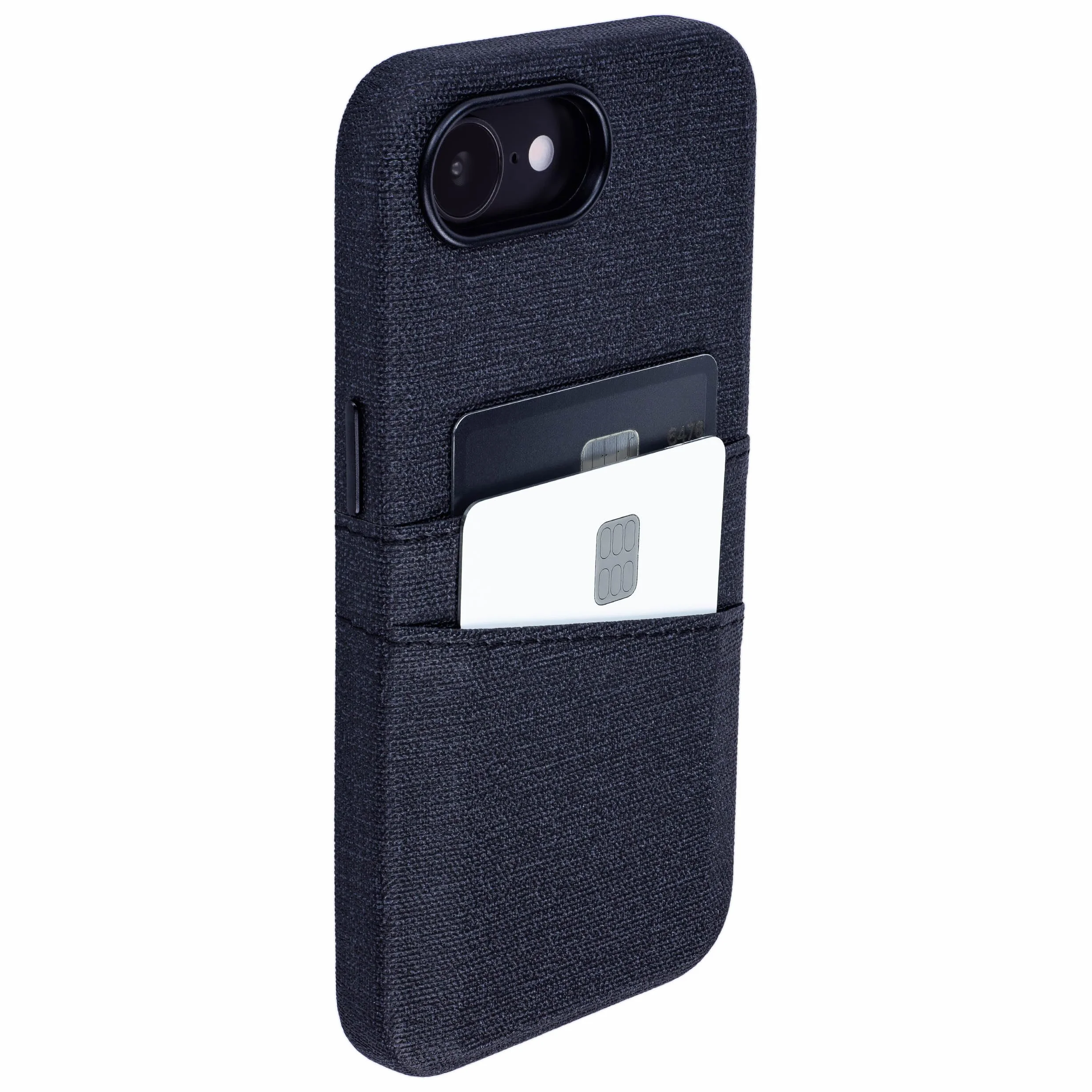 Dockem Etui na iPhone 17e iPhone 16e z Wbudowaną Metalową Płytką Mocowania Magnetycznego 2 Kieszenie M2 Luxe Etui Portfel Skóra Syntetyczna Płótno Węglowa Czerń