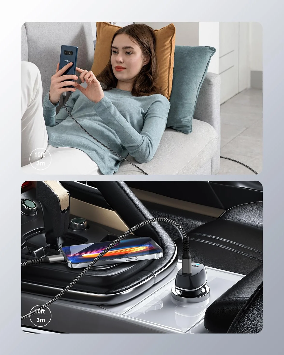 KINPEE Kabel USB C do Oświetlenia 3M Zestaw 2 [Certyfikat MFi], Kabel USB C do szybkiego ładowania Kabel do iPhone 14/13/12/11/X/8, Pad, AirPods
