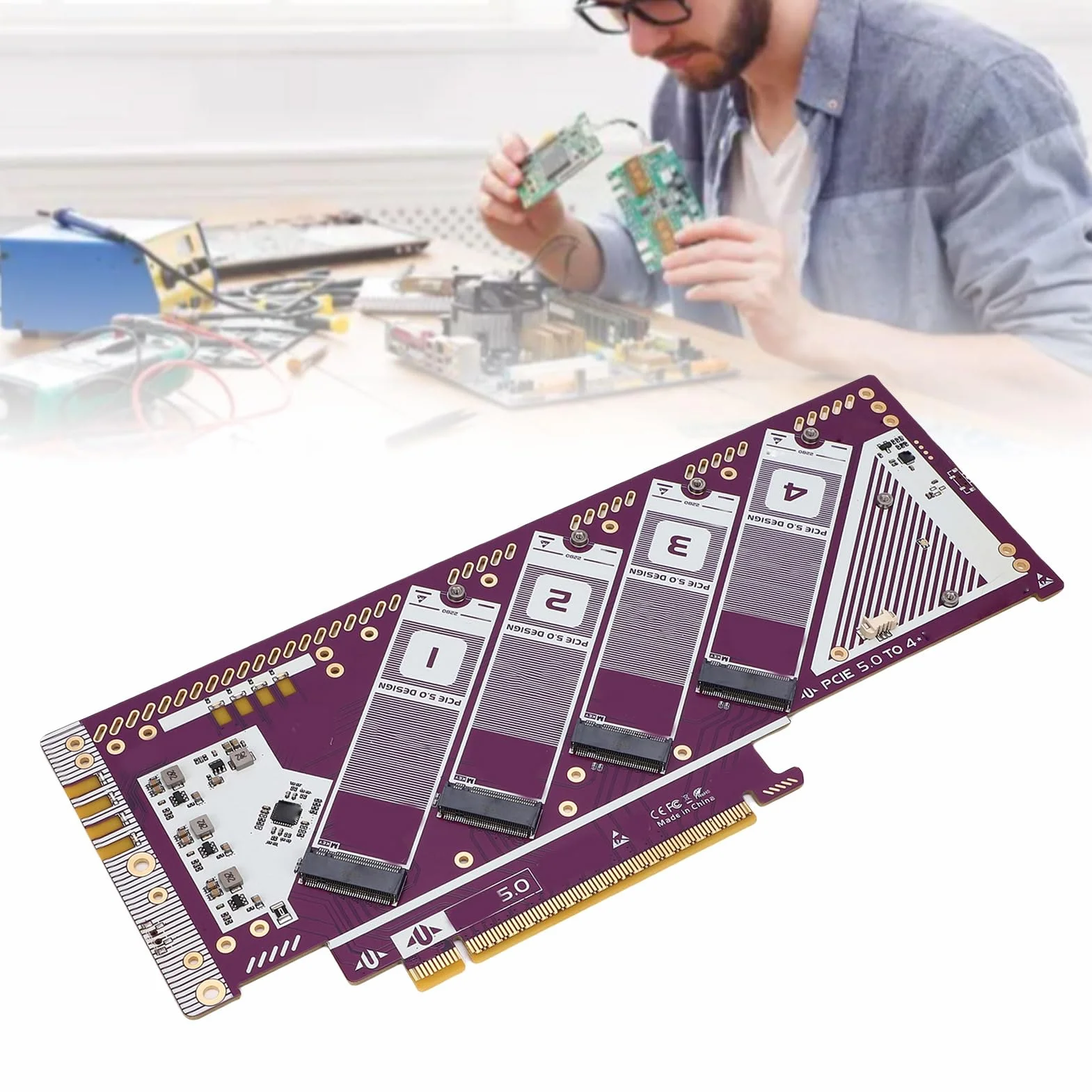 Annadue Karta Adaptera NVMe PCIe, prędkość Transferu do 512 Gb/s, grubość Warstwy Złota 15 μ, Odpowiednia do zadań Wymagających Dużej Ilości Zasobów, dla 8 Osób i Później