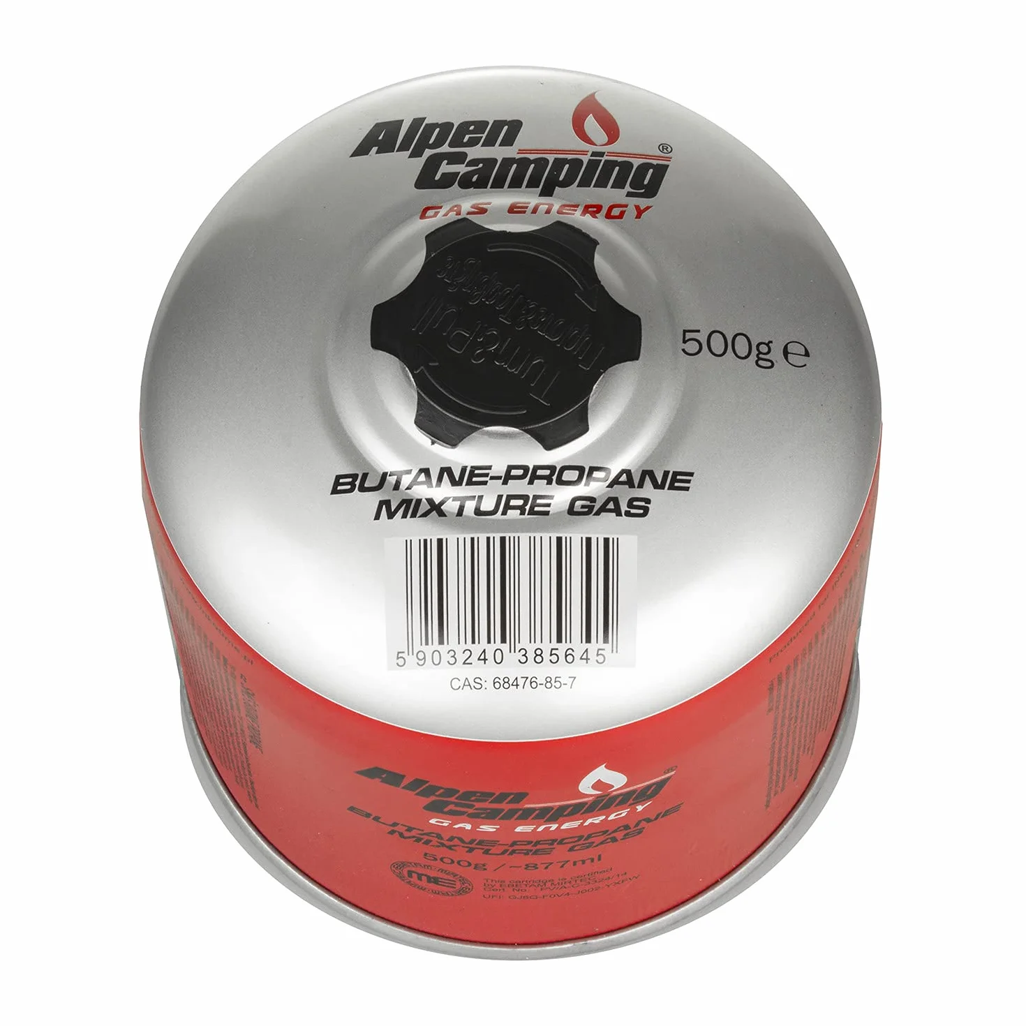 Alpen Camping kartusz gazowy 500g propan-butan -10°C do +40°C zawór 7/16"
