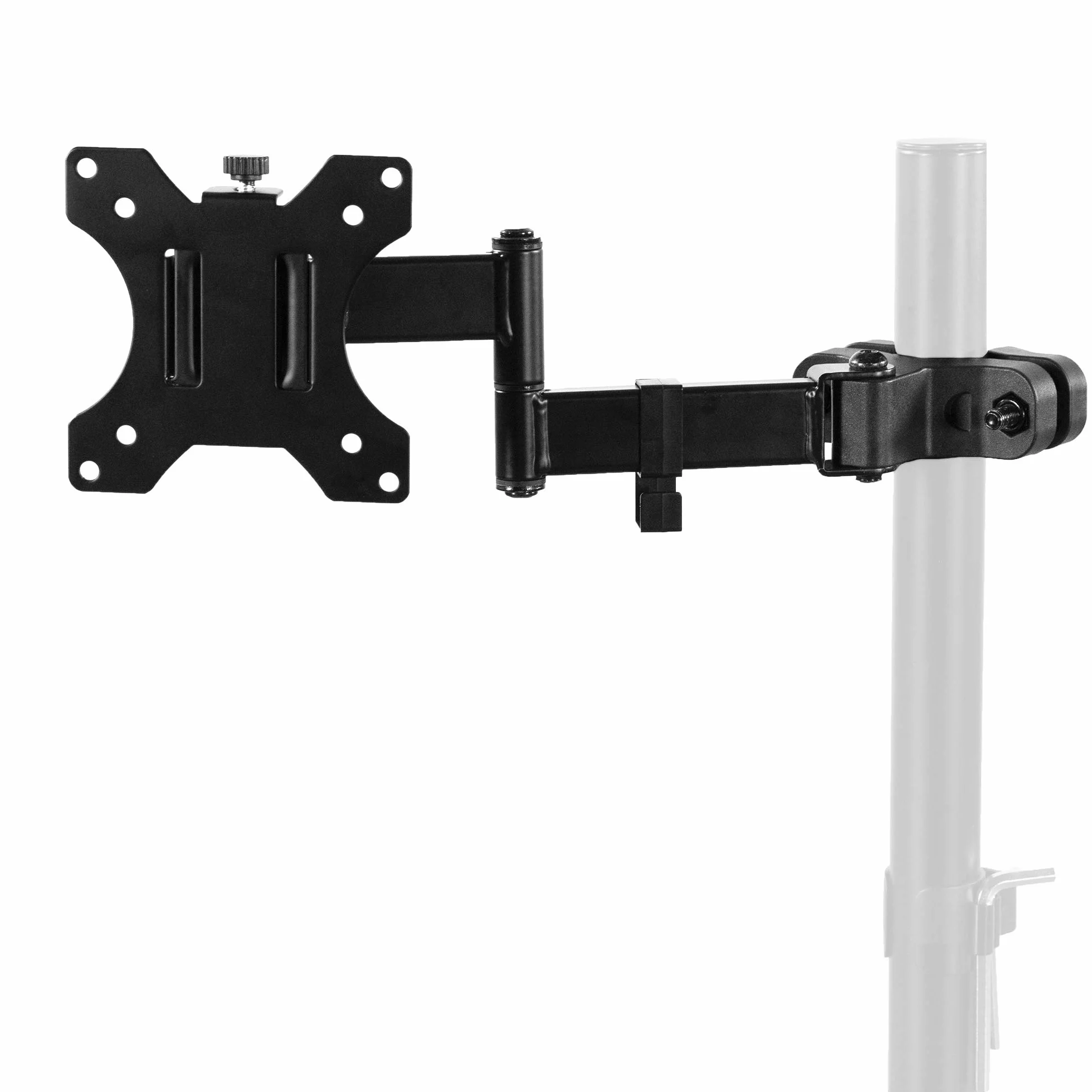 VIVO Stalowe uniwersalne ramię monitora Full Motion ze zdejmowaną płytą VESA 75 mm i 100 mm, pasuje do ekranów o przekątnej od 17 do 32 cali, czarne, MOUNT-POLE01A