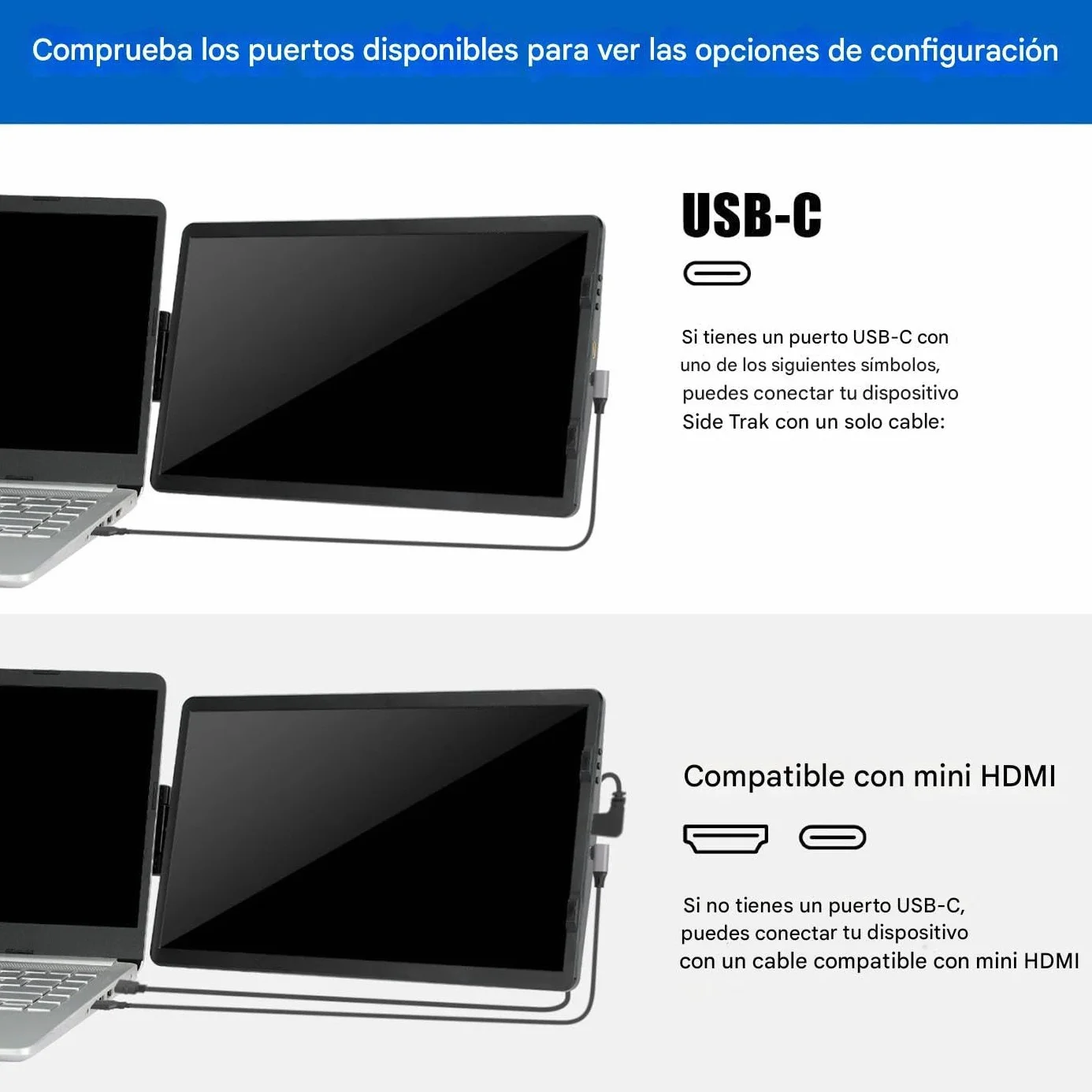 Ekran Rozszerzający Do Laptopa 35,8 cm Ekran Dodatkowy | 1080P Zewnętrzny Monitor Laptopowy z 2 Portami do Konferencji, Biurka, Domu, Gier, Kodowania, Projektowania, Prezentacji