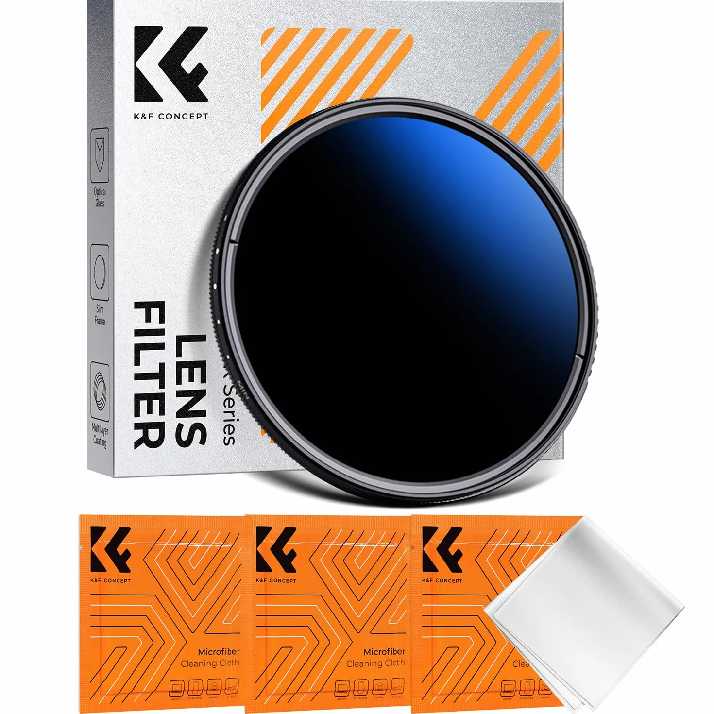 K&F CONCEPT 52 mm zmienny ND2-2000 (1-11 stopni) filtr obiektywu aparatu ND - 18-warstwowy regulowany filtr o neutralnej gęstości z 3 ściereczkami do czyszczenia próżniowego (seria K)
