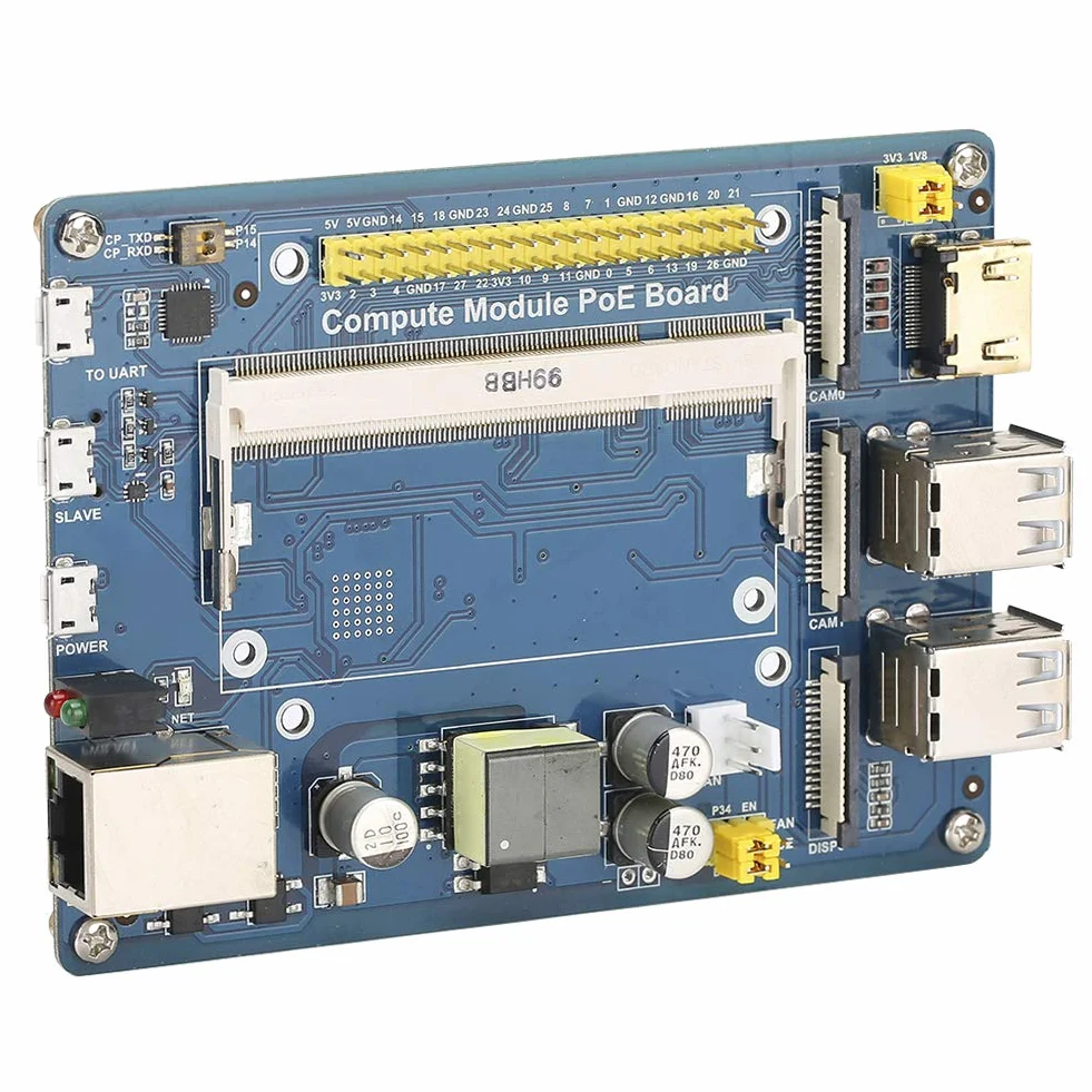 lyrlody Karta rozszerzeń dla PCB Moduł rozszerzeń POE z 4 Portami USB 10 100M Ethernet DSI 2 CSI USB na UART dla CM3 3Lite 3 do Debugowania Projektów z Kamer Wyświetlających (Karta rozszerzenia