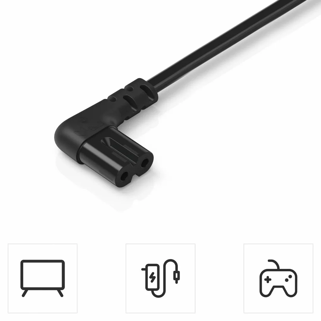HAMA | Uniwersalny przewód zasilający (2-biegunowy kabel zasilający, wtyczka europejska z 2-stykowym złączem, kabel 1,5m, 230 V) Kolor Czarny.