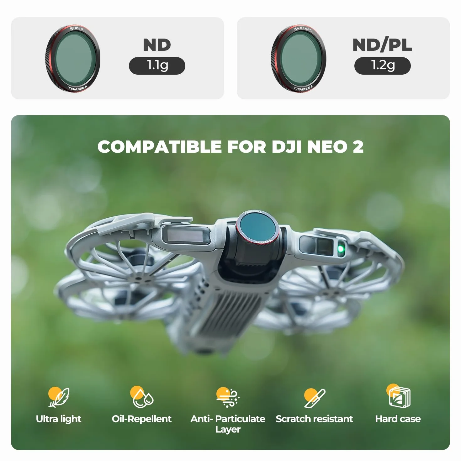 Freewell 3-pak filtrów magnetycznych ND dla dji Neo 2 | zawiera ND8, ND16, ND32 dla dokładnej kontroli ekspozycji