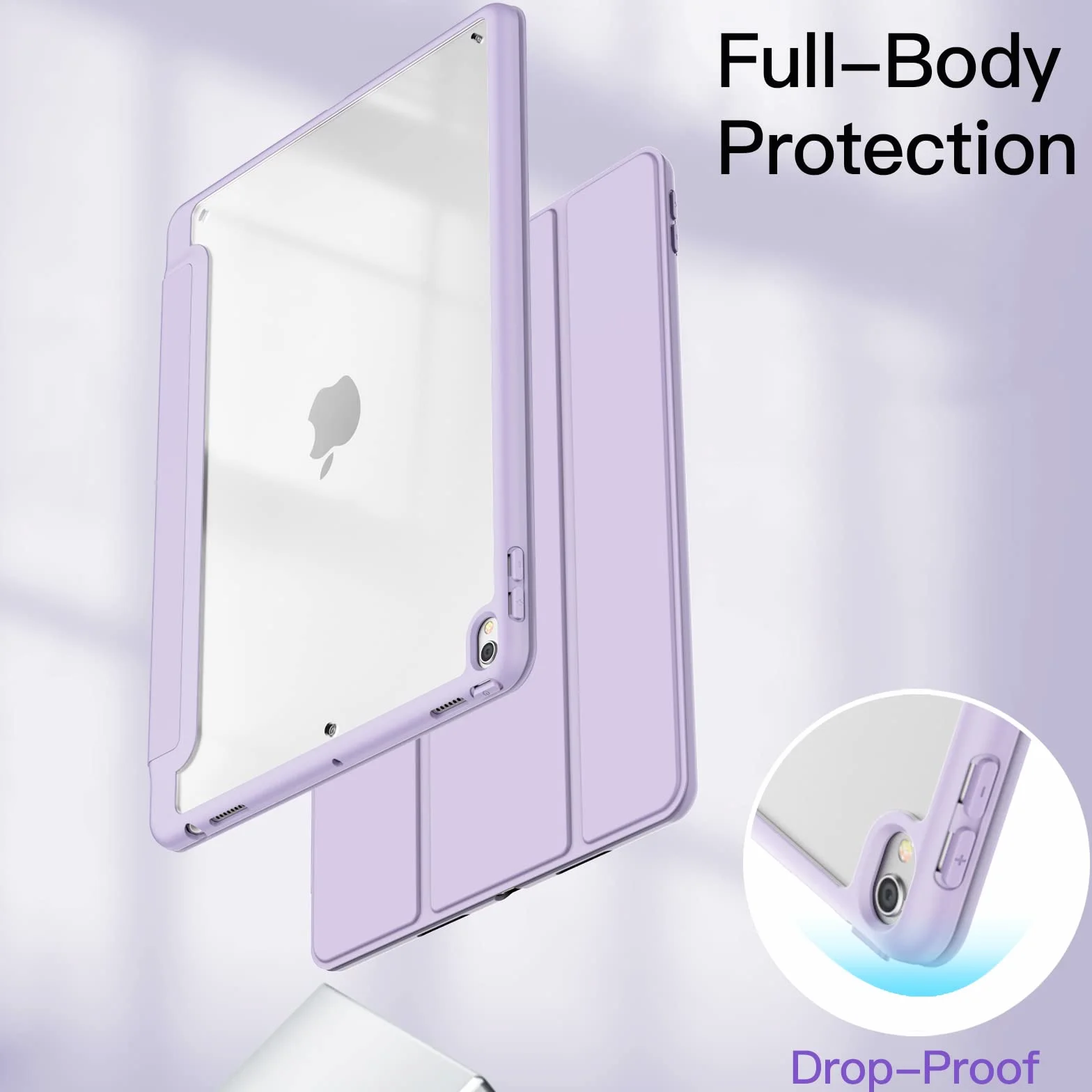 JETech Etui Ochronne dla iPad Pro 10,5", Air 3, Jasny Fiolet | Dla iPad Pro 10,5" 2017, iPad Air 2019 Model, Uchwyt na Pencil, Cienka Ochrona Wstrząsoodporna, Potrójnie Składana Podstawka