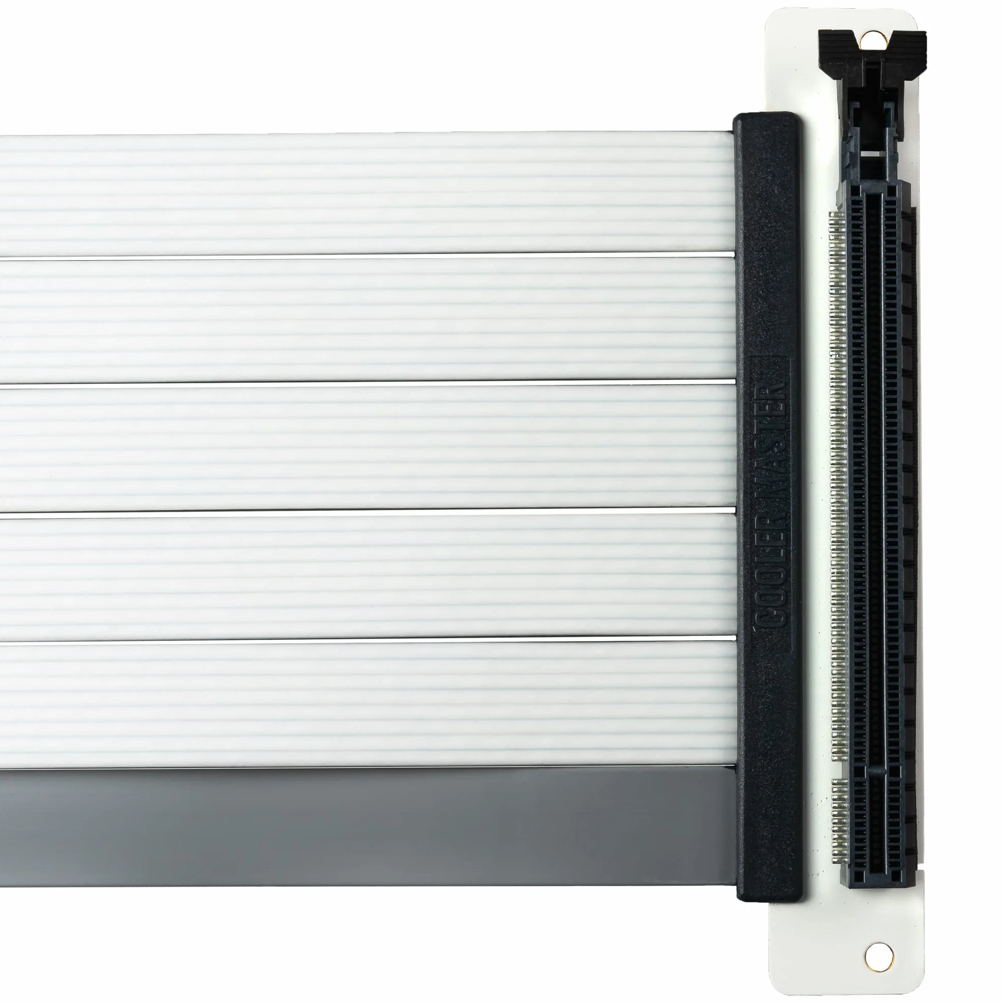 Cooler Master MasterAccessory Riser Cable PCIe 4.0 x16 300 mm V2 - Ekranowanie EMI, Bardzo Elastyczny Kabel TPE, Wzmocnione Gniazda PCI, Złote Złącza Pinowe, Ochronna Obudowa z ABS - Biały