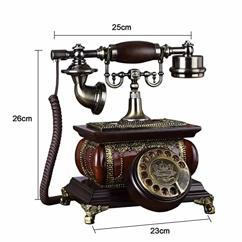 Antyczny telefon stacjonarny, przewodowy telefon retro, dekoracyjny telefon w stylu vintage, do domowego biura, kawiarni, baru, dekoracja - klasyczny styl i elegancki design