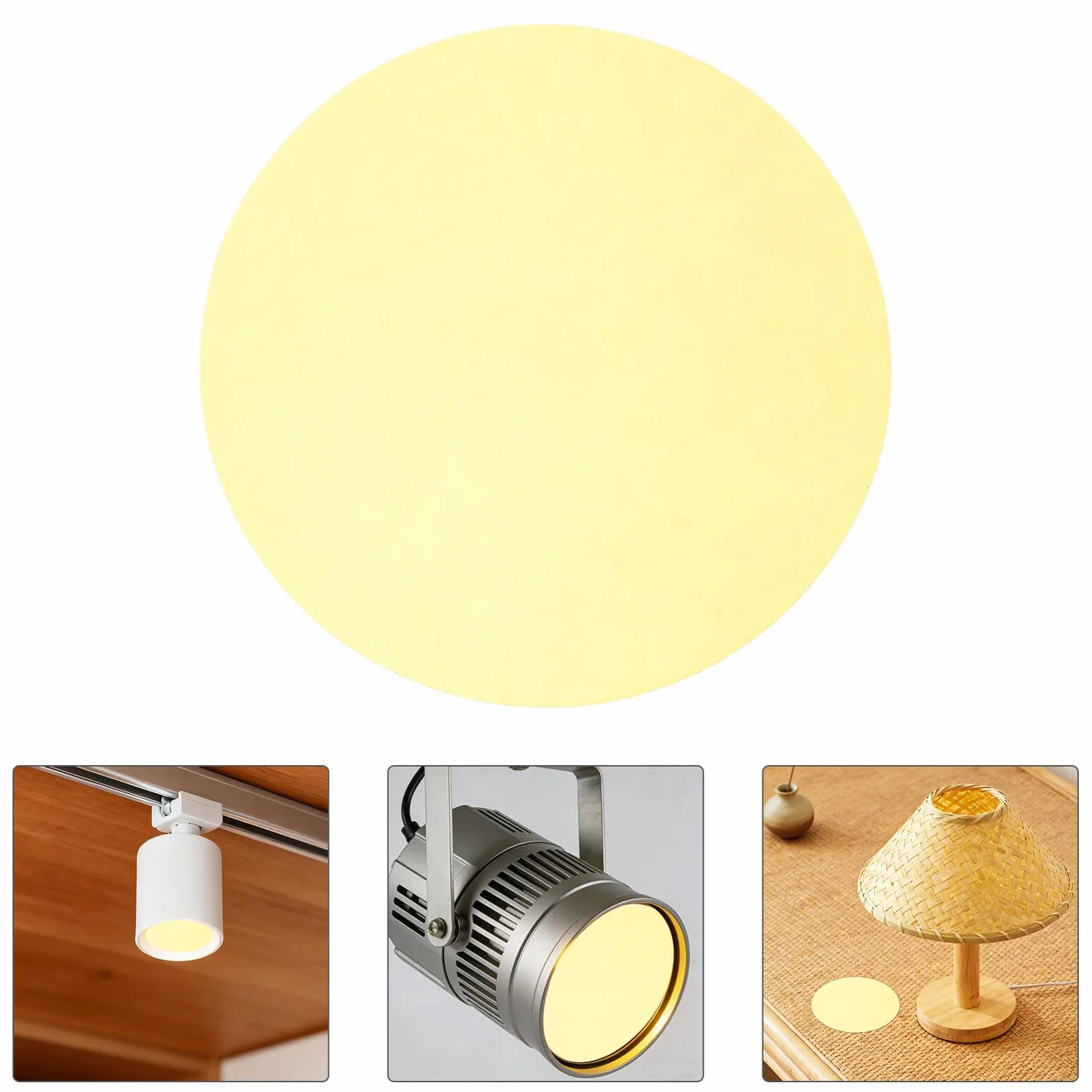 10 Szt. Sztuk Okrągłych Samoprzylepnych Folii Dyfuzyjnych Do LED Żółta Korekcyjna Światła Plastikowy Żelowy Do Oświetlenia Wideo i Lamp Sufitowych Łatwa Aplikacja Ciepła Atmosfera