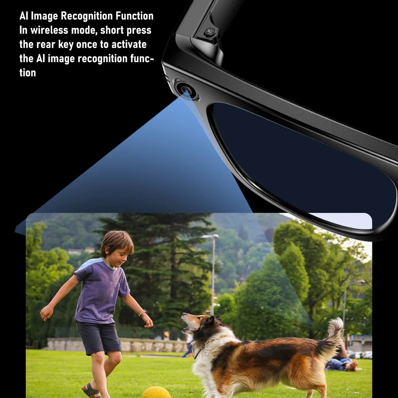 ASHATA AI Smart Okulary, 5.3 Tłumaczenie Inteligentne Okulary z 25 Językami 1080p Zdjęcie Robienie Wideo Chatgpt 4.0 Dostęp do Handsfree Music i Wzywa dla Mężczyzn i Kobiet