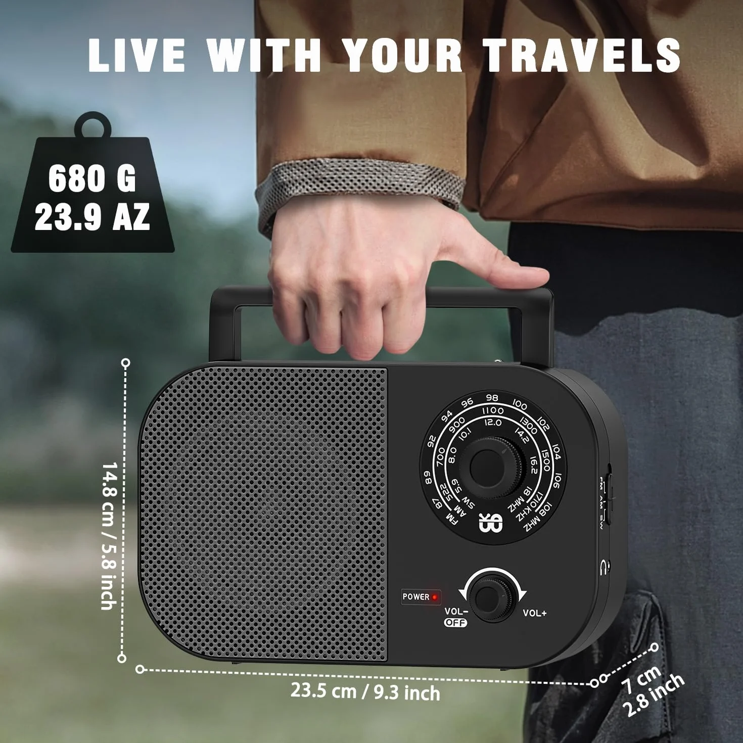 Przenośne radio AM, FM, SW, FM, Zasilanie Sieciowe i Bateryjne do Odbioru, Wbudowany Głośnik i Gniazdo Słuchawkowe do Użytku Domowego/na Zewnątrz/na Kempingu/w Nagłych Wypadkach