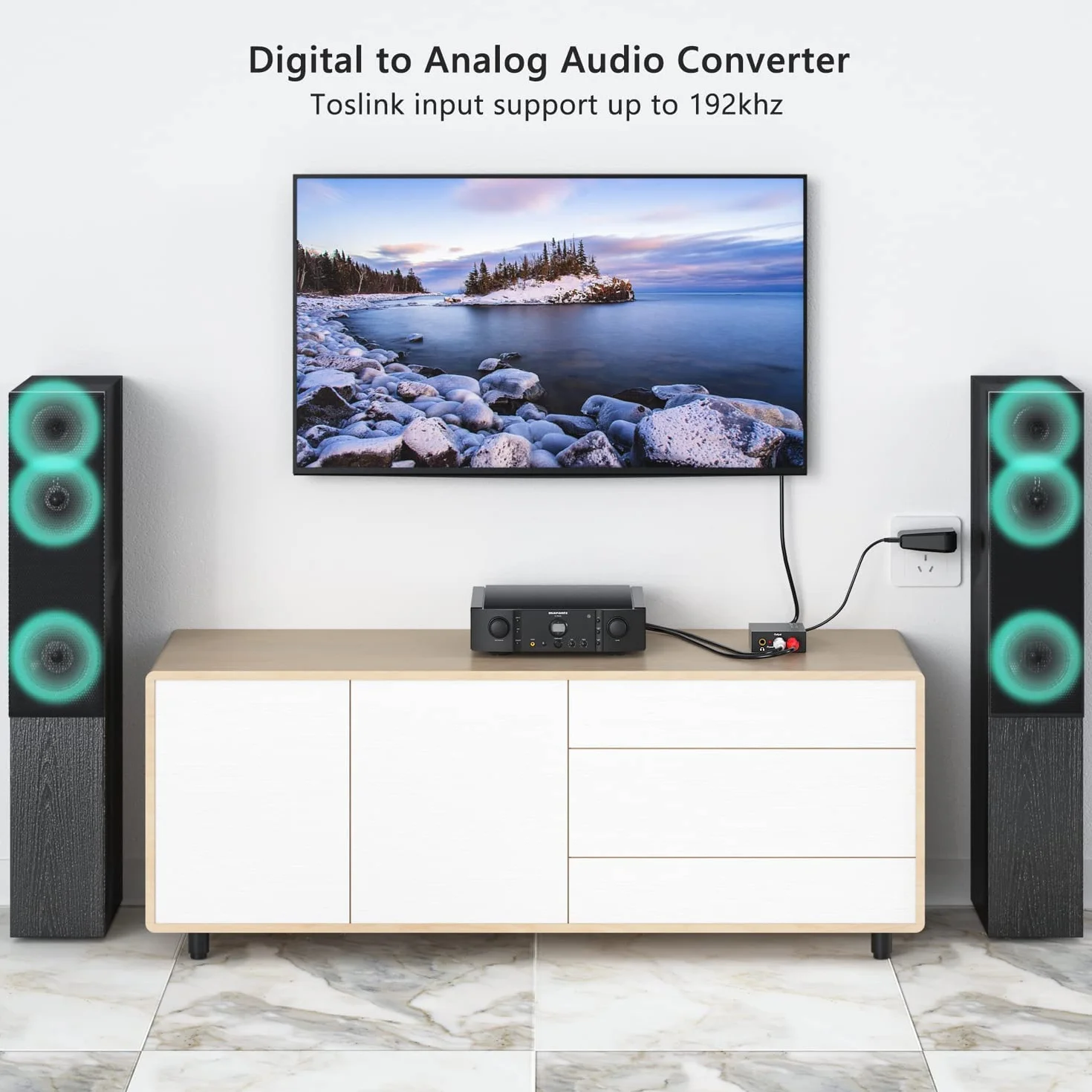 DAC Audio Konwerter SPDIF Toslink na RCA 192 kHz Analogowy Cyfrowy