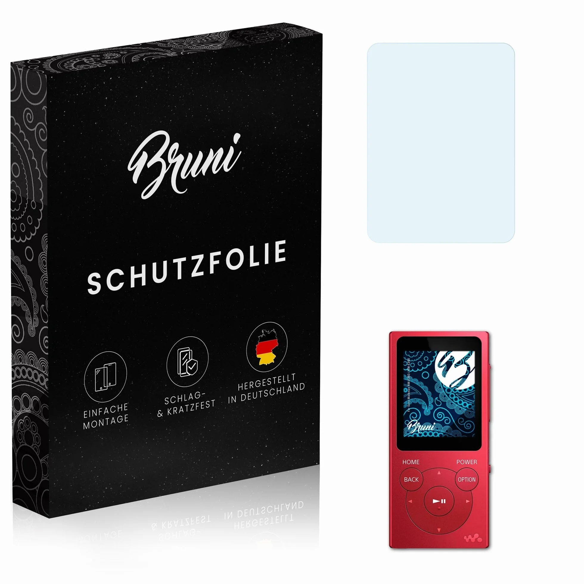 Bruni Folia ochronna do Sony Walkman NW-E393 NW-E394, krystalicznie czysty ekranowa (2X)