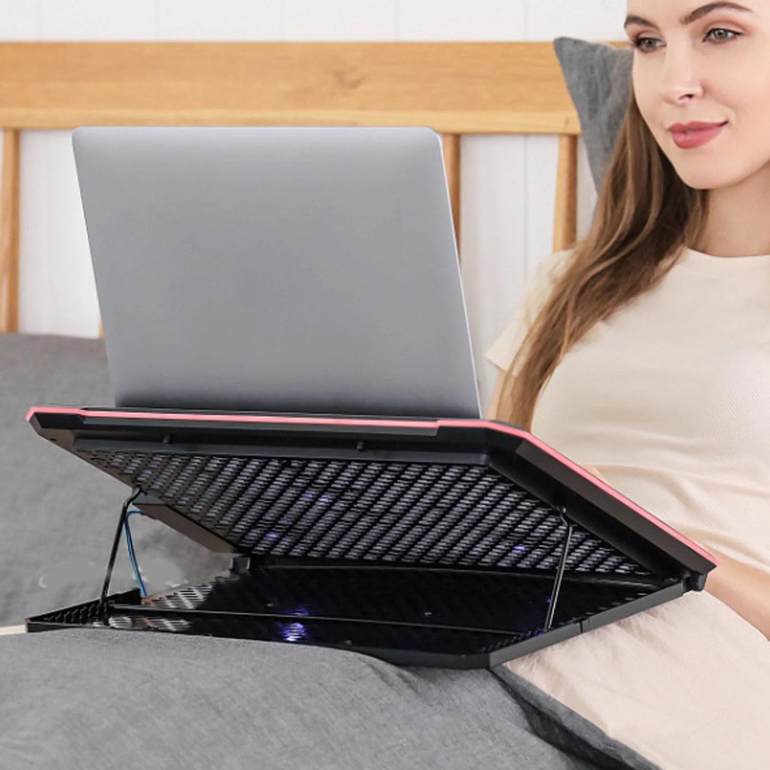 Luocute Laptopa Laptopa Upgarde, Podkładka Chłodzenia Gier 8 Poziomy Regulowane 2 Porty USB Światła RGB 12-19 Cali Laptopa Chłodnica z Adapterem 3C (14 fanów)
