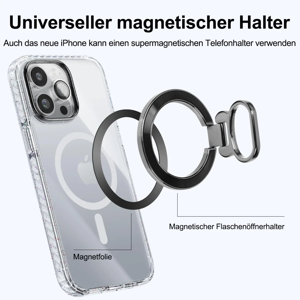 ELZO Magnetyczny uchwyt na telefon komórkowy, obracany o 360°, magnetyczny uchwyt na palec do iPhone 17/16/15/14/13/12, metalowy pierścień, regulowany stojak do smartfona, akcesoria do MagSafe